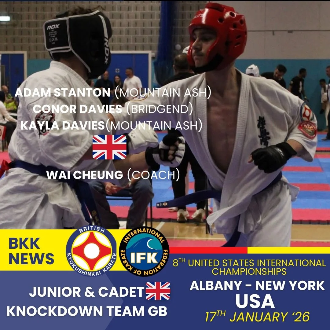 Cadet &amp; Junior GB 🇬🇧 are attending the 8th US International Open this weekend in Albany, USA:

KNOCKDOWN
Adam Stanton (Mountain Ash)
Conor Davies (Bridgend)
Kayla Davies (Mountain Ash)

The team will be coached by Shihan Wai Cheung.

We wish th