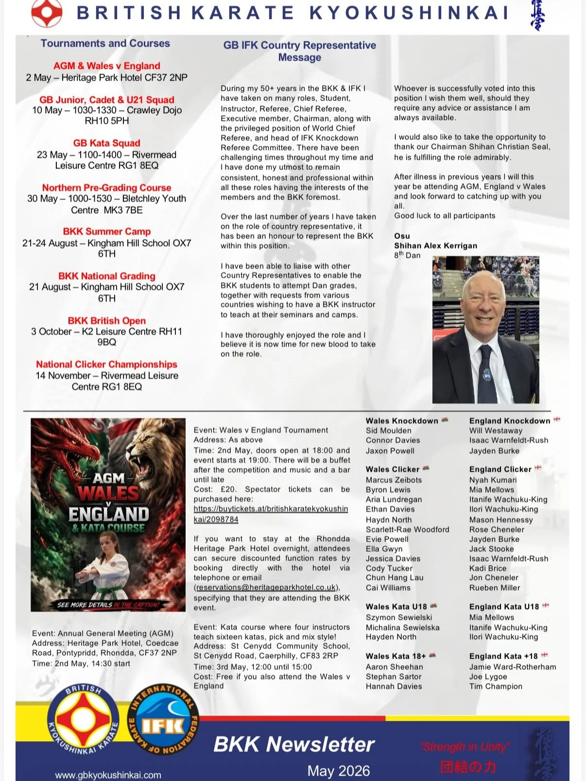 The short May 2026 edition of the BKK Newsletter. Please see the key upcoming dates on Page 1. 📍