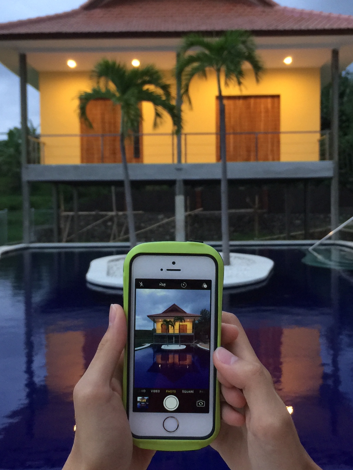 View of the pool house and pool at The Retirement Village at Tegallinggah