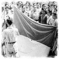The Flag of Independent Indonesia Being Raised for the first time on August 17th, 1945