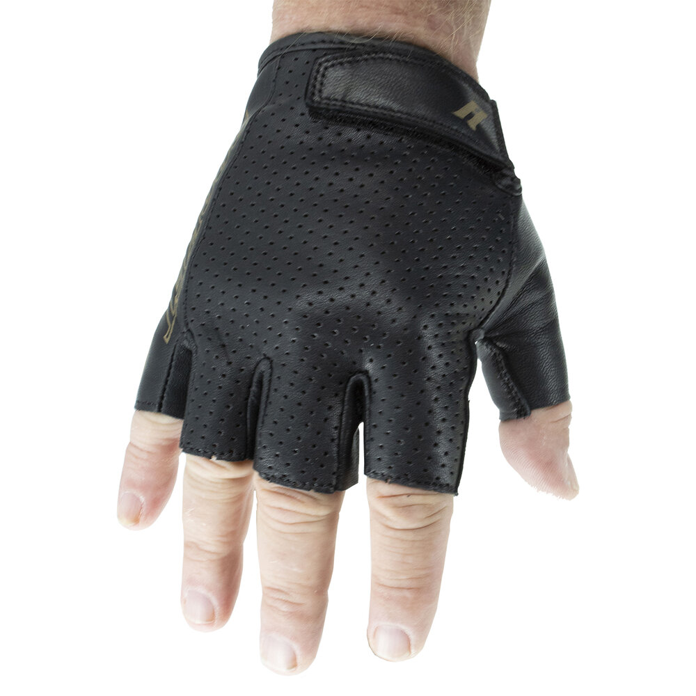 Perforated Fingerless Leather Gloves