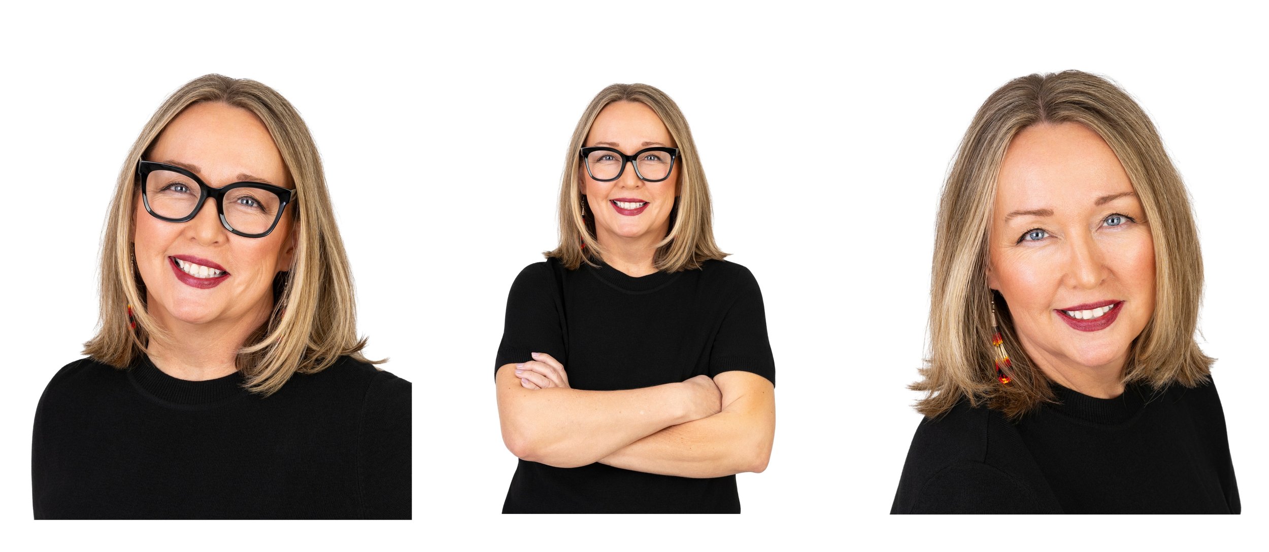Professional business headshot taken against a clean white backdrop at Tatiana Marie Photography in Duluth, MN.