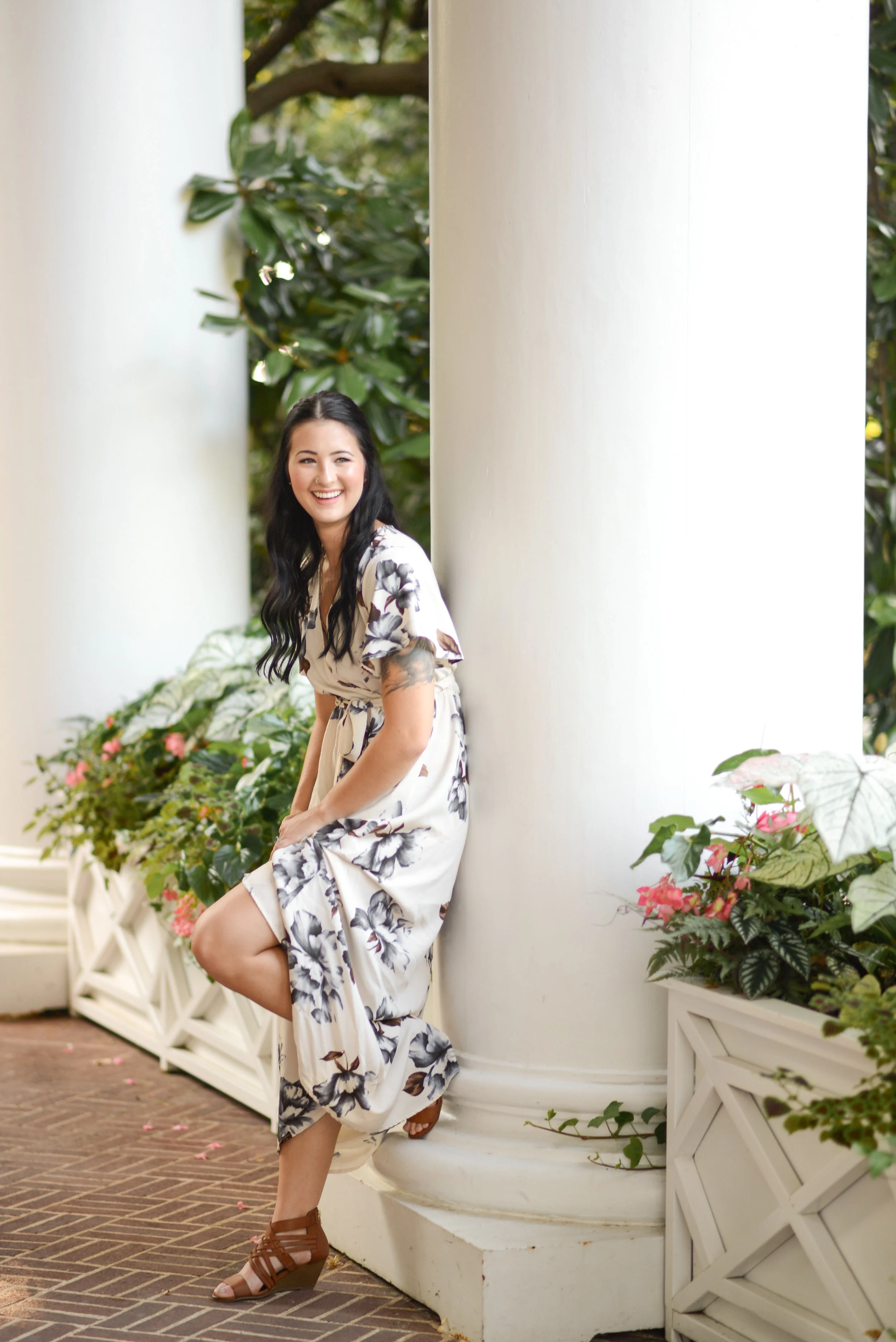 Alex Grishaw | Blue + White Floral Dress Headshots | Duke Mansion | Charlotte, NC