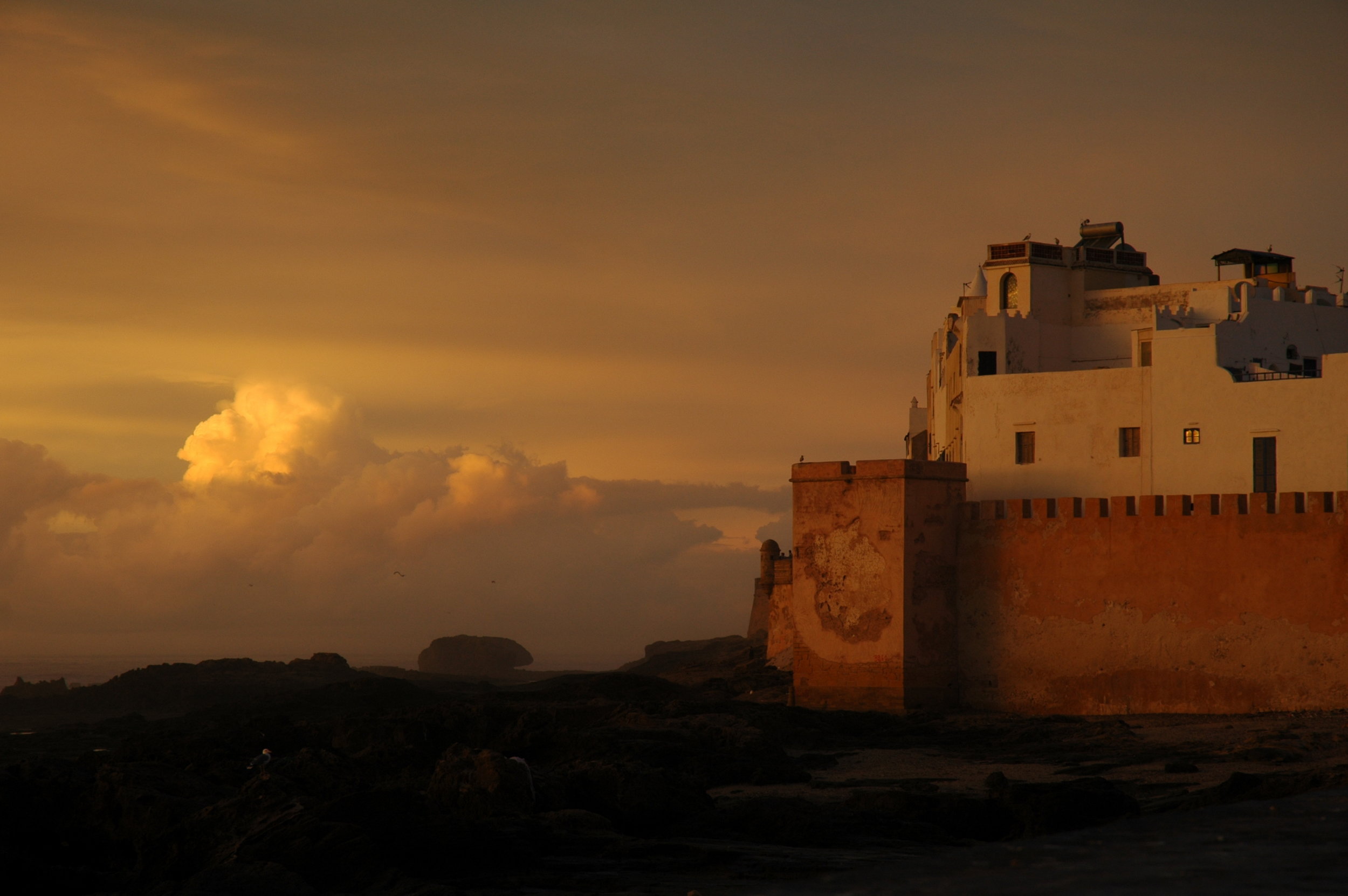Fortified ramparts on the shore at Essaouira