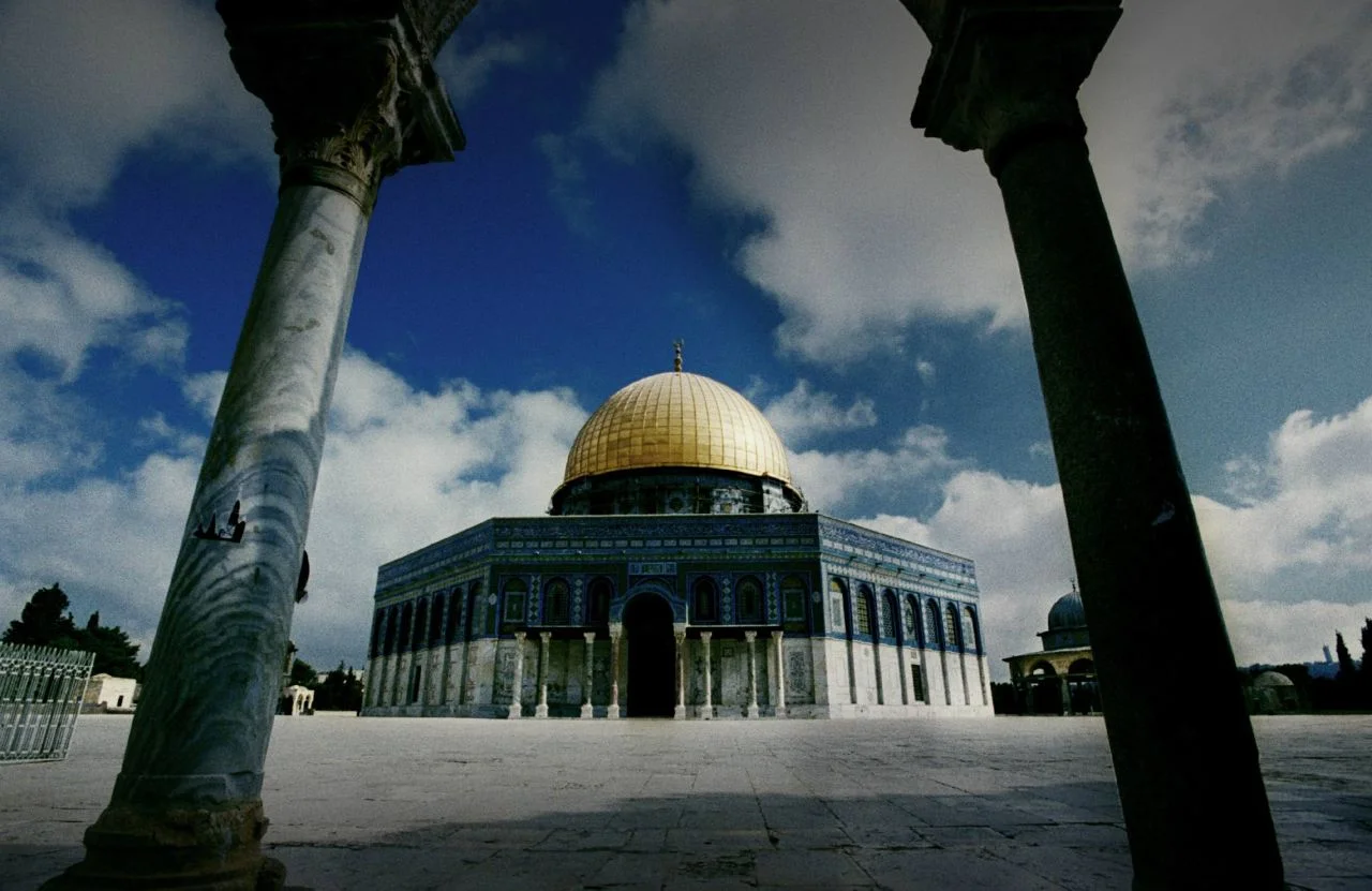 Dome of the Rock / Temple Mount.
This shot from a trip to Israel, Jordan and Palestine in 2005.
Shot on 100 ISO negative, and accidentally processed in E-6 Bath (for positives/ transparencies) it has been reversed here in PS to correct.
Another Holy site in our mystical world.