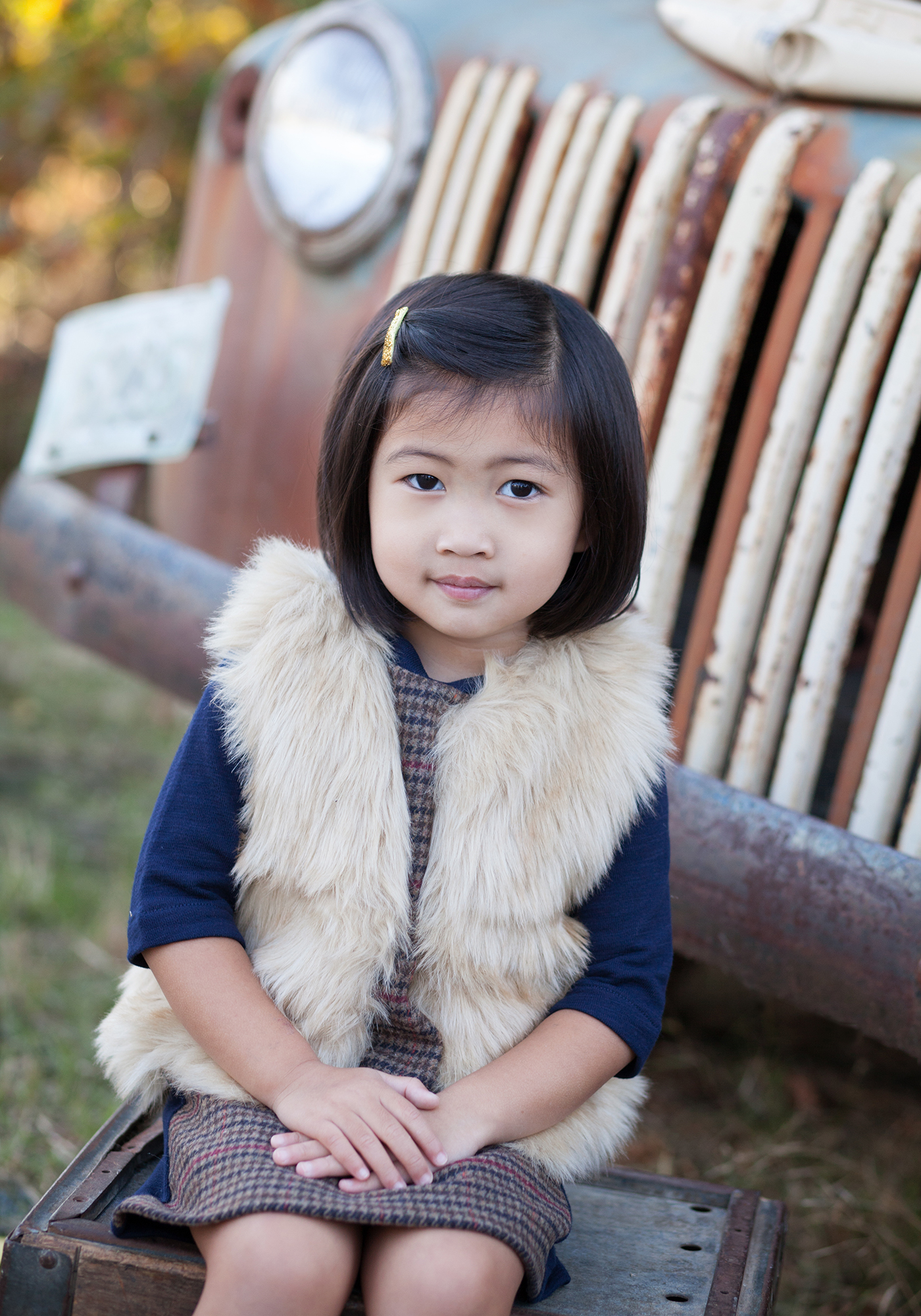 kids portrait vineyard vintage truck