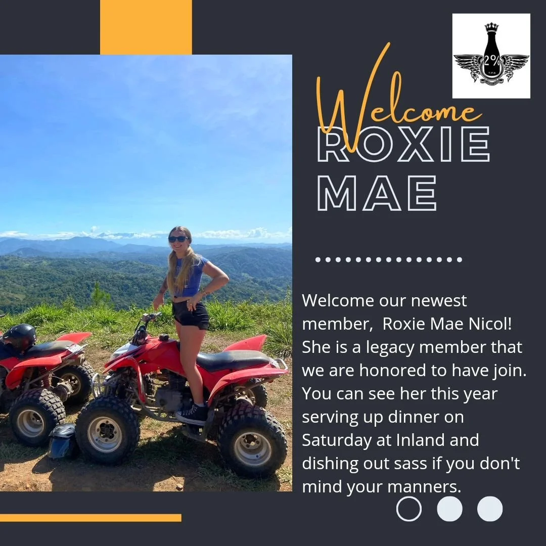 Last Inland Invasion, we welcomed @roxie_mae as our newest member! She is a legacy member that we are honored to have join and wear the 2% jacket. We are looking forward to seeing her knockout smile ride by this season! #twopercentscooters #inlandinv