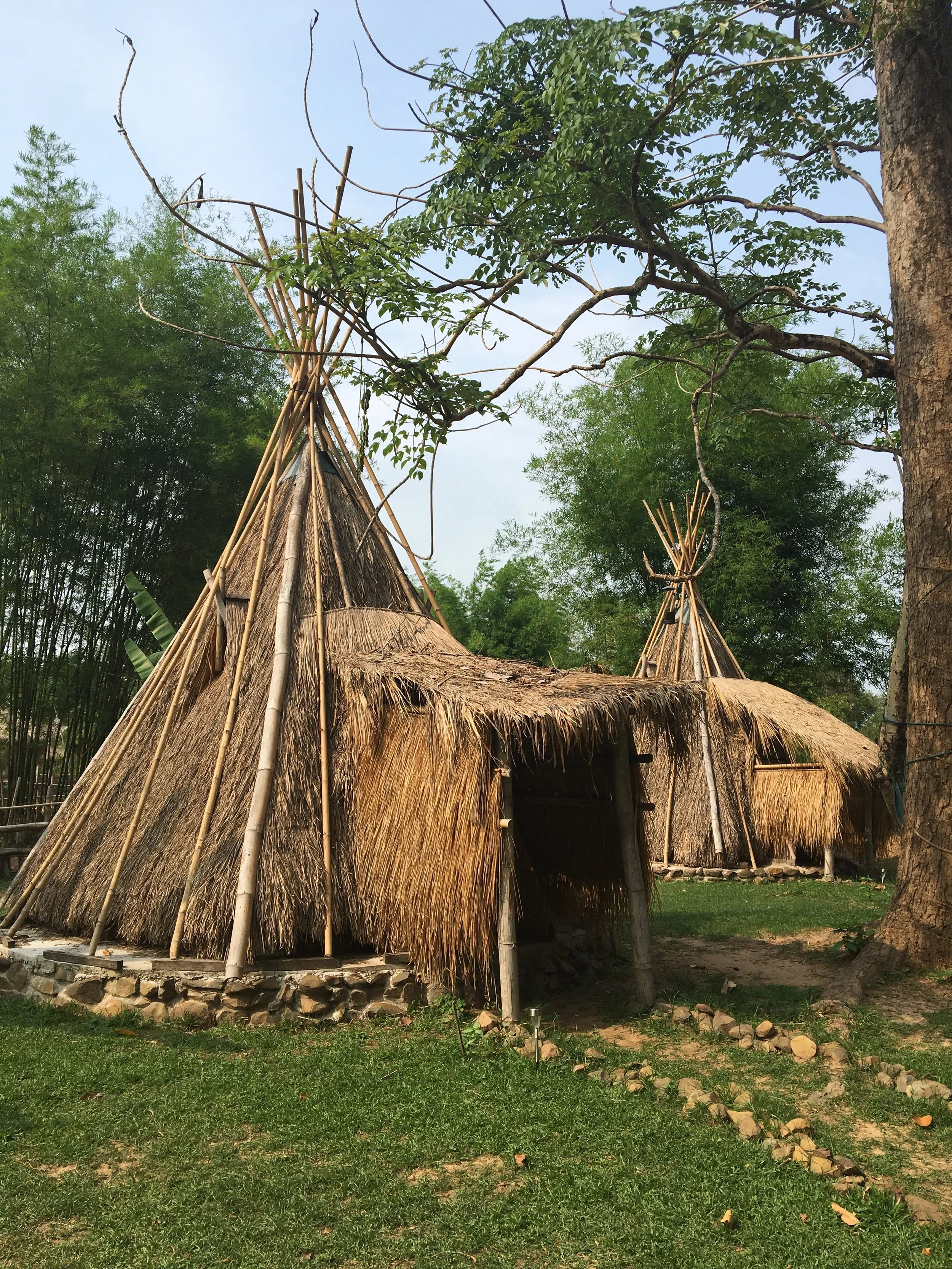 I slept in this teepee! Equipped with electricity, a fan, mattress and disco ball light inside.