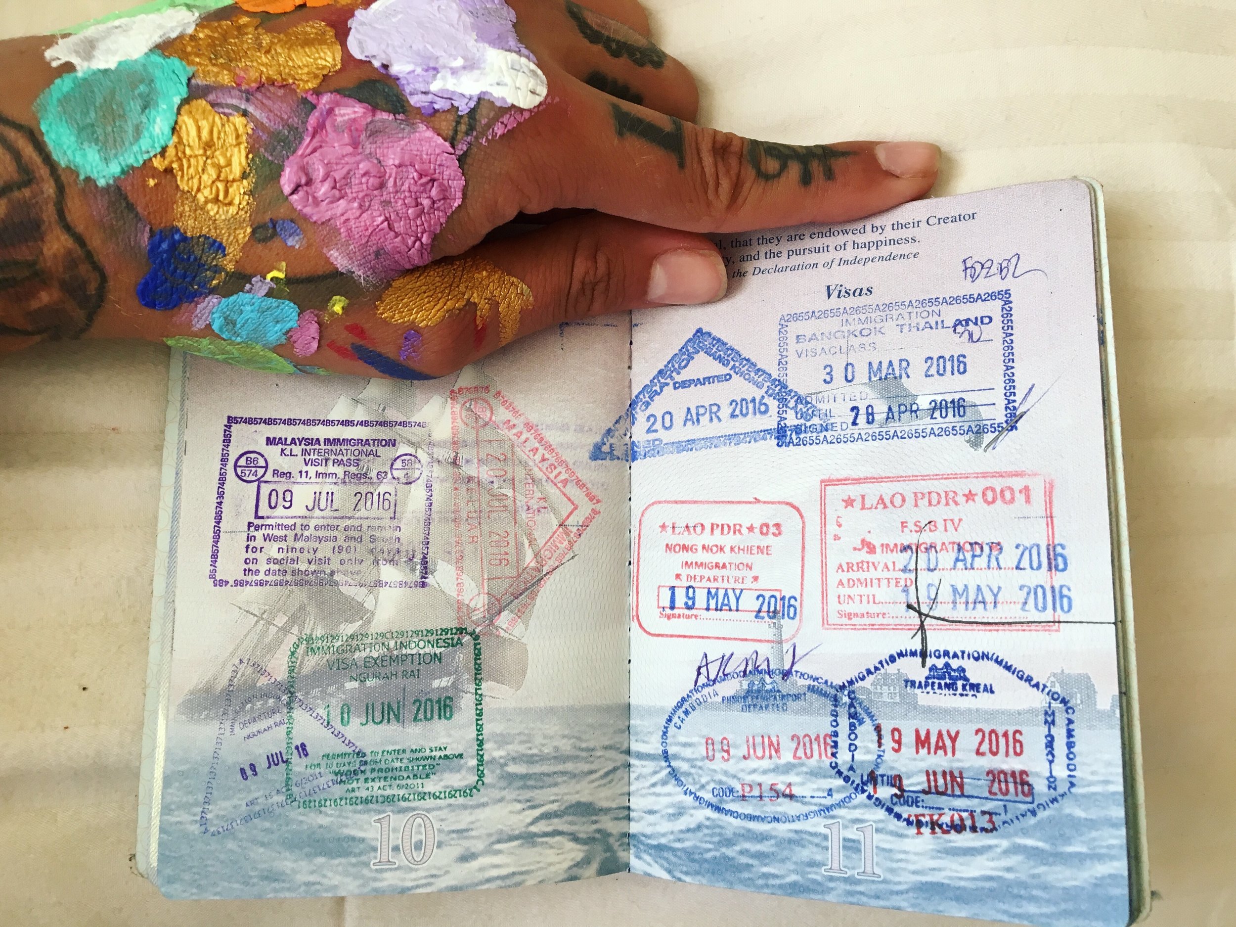 Some of my passport tattoos.
