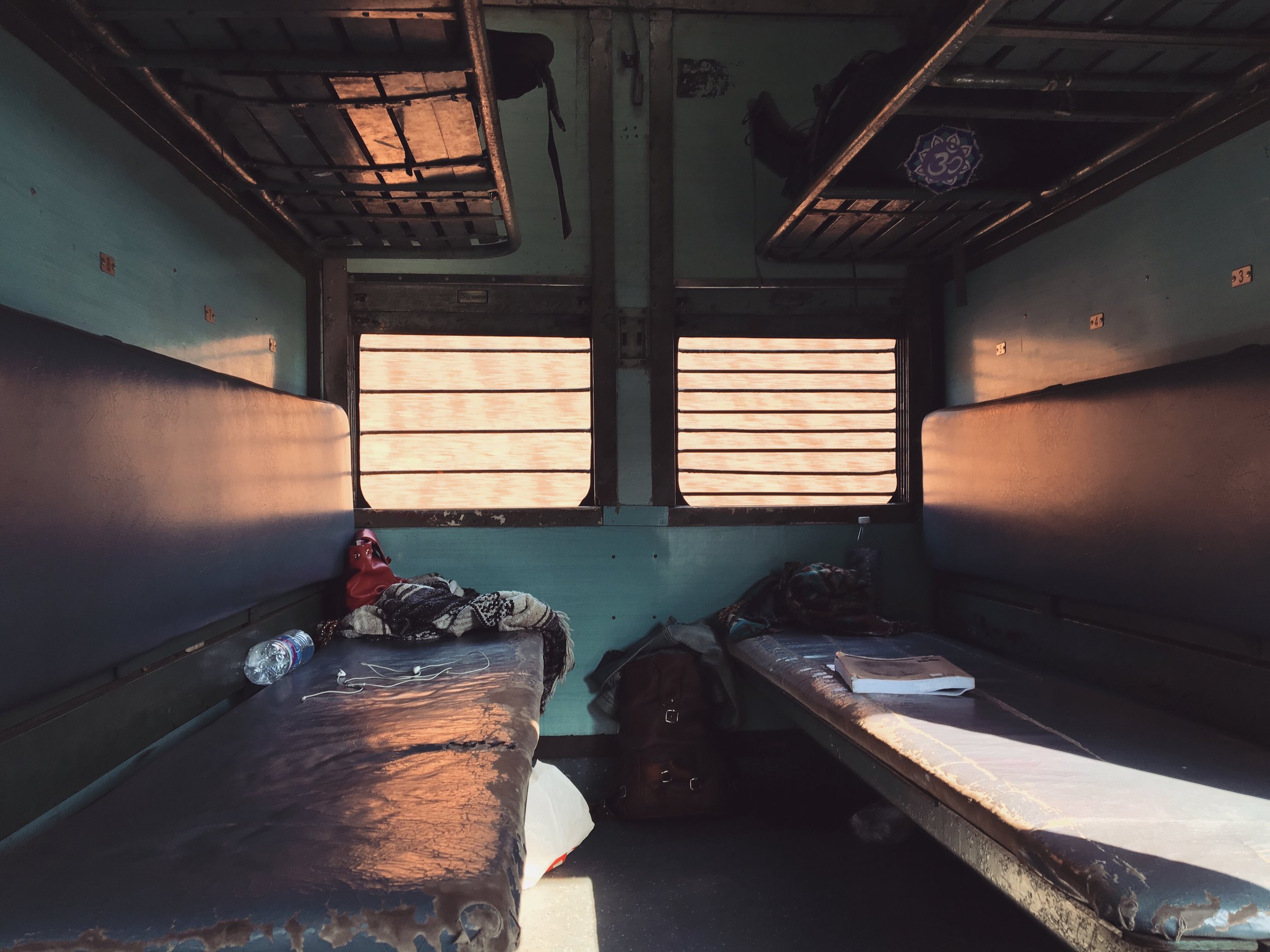 One of the day trains in India. Women's cabin.