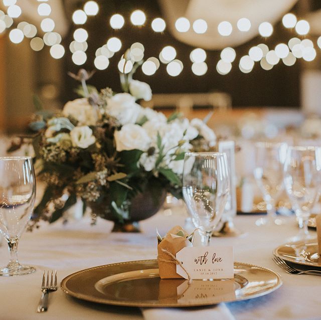So in love with this classic color palette! Gold accents and twinkle lights will never go out of style. 
Every guest got to take home a tiny succulent! How cool is that? 
Gluten-free Cake by @nothingbundt 
Flowers by Nicholasville/Martha's Vinyard

#