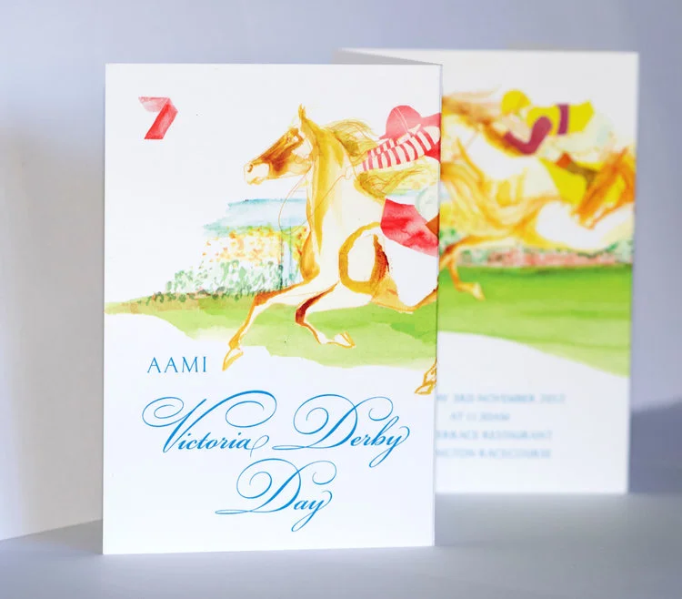 Jessica Brennan illustration for PRIME 7 Melbourne Cup corporate invitation