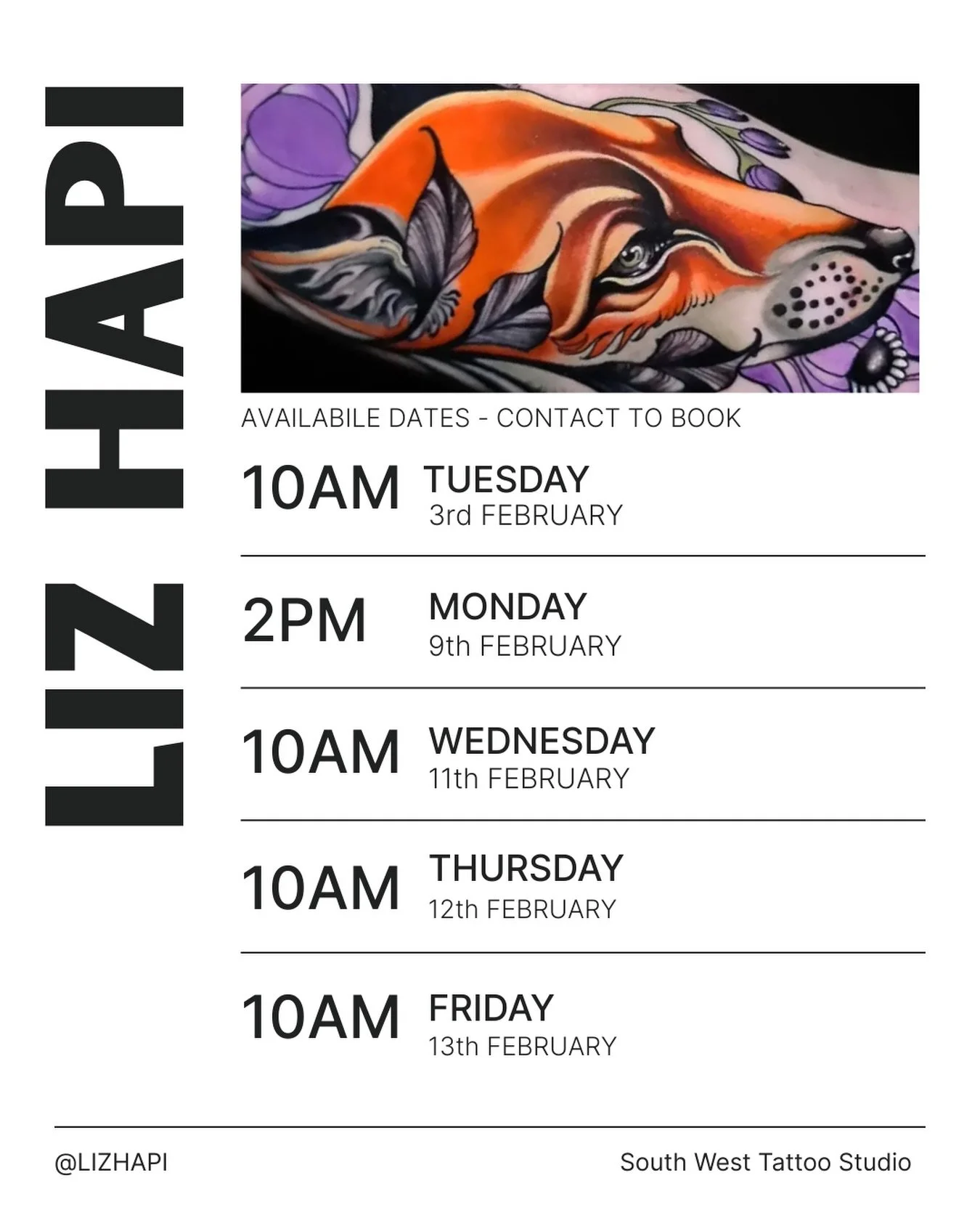 The very talented @lizhapi has opened up a few extra dates this month!!

Plenty of available concepts over on her account too! Go check them out 👉👉@lizhapi

Contact Liz directly or the studio to organise a booking 🙌

📧 info@swtattoostudio.com
📞(