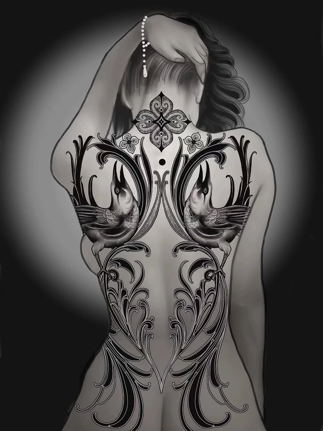 #repost &bull; @lizhapi 

Ornate Tattoo concept available. Would suit a cover up, swipe to see this version. Can be adapted to suit any shape or size. I&rsquo;ve had a cancellation for next week and have time available for large or small projects. Dm