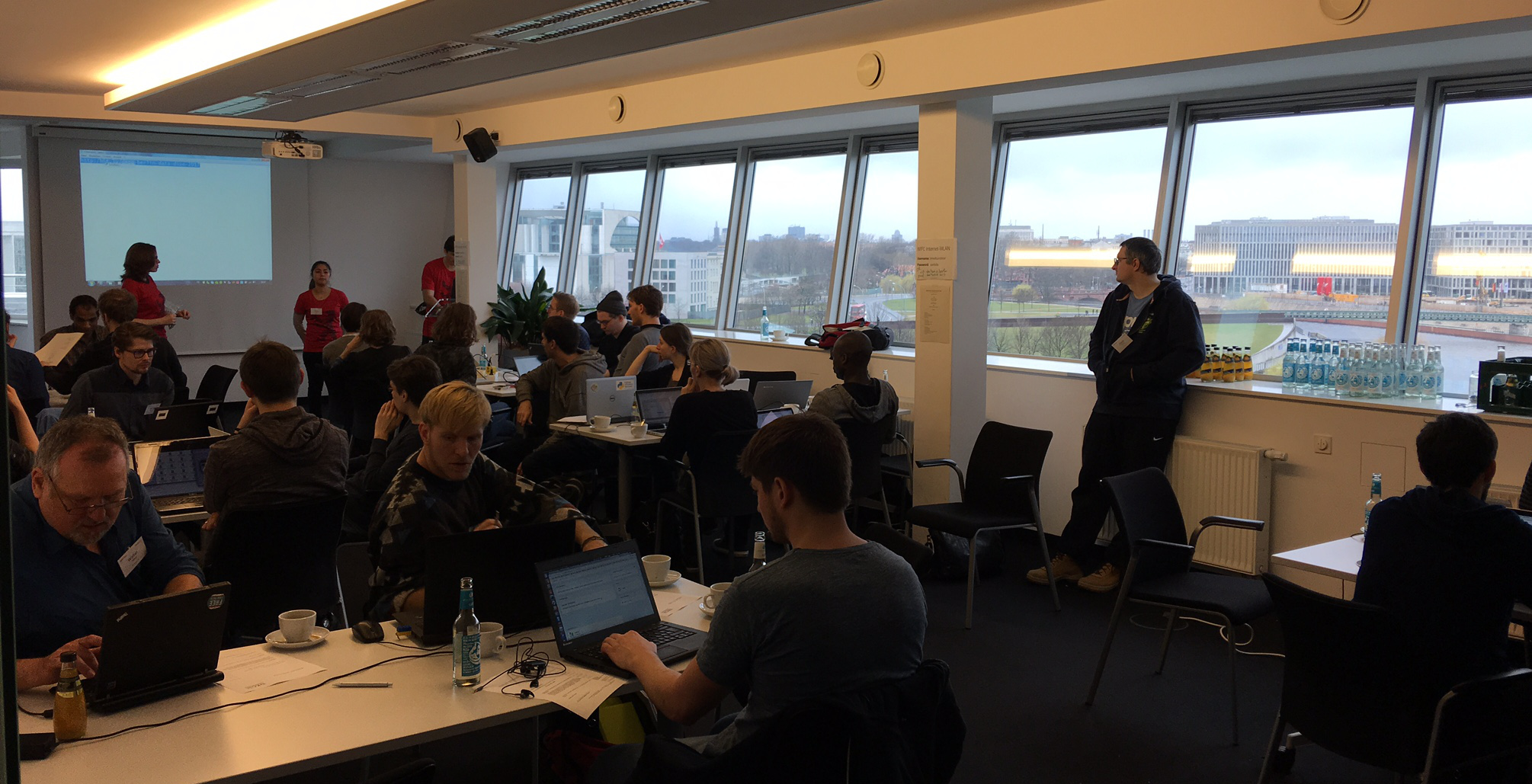 Foreground: Making data work. Background: German Chancellery