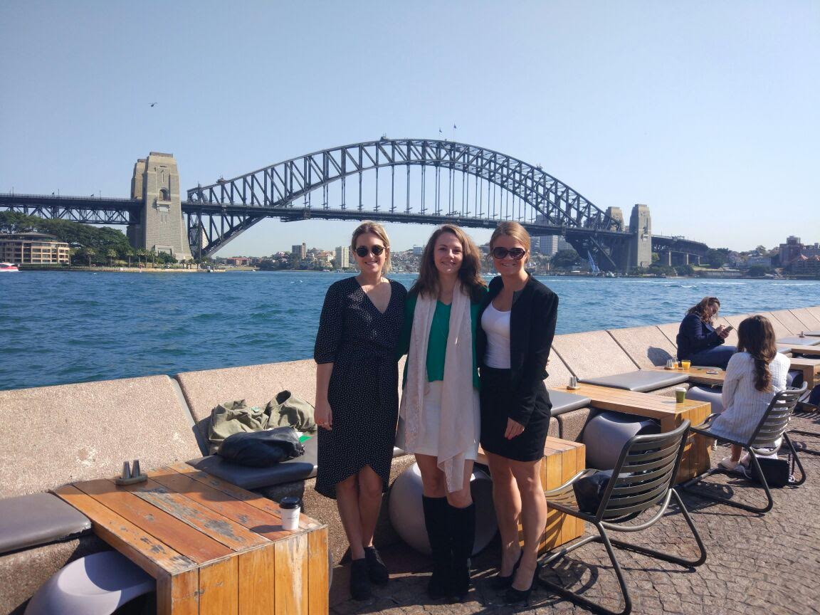 Julia from our Dubai office with Stephanie and Tilly from our Sydney office. Left to right: Stephanie, Tilly and Julia.