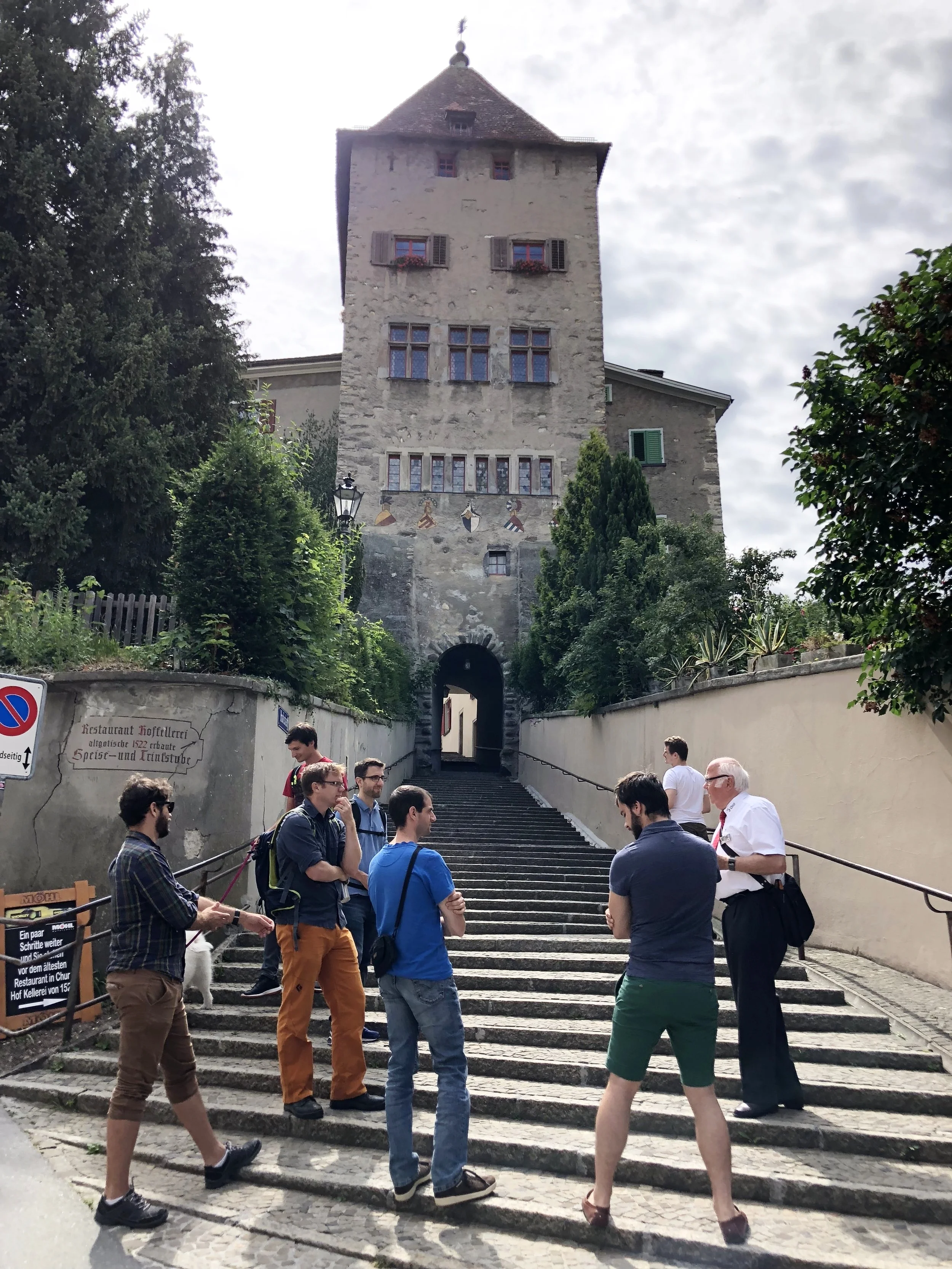 The team begins their team event with a walking tour.