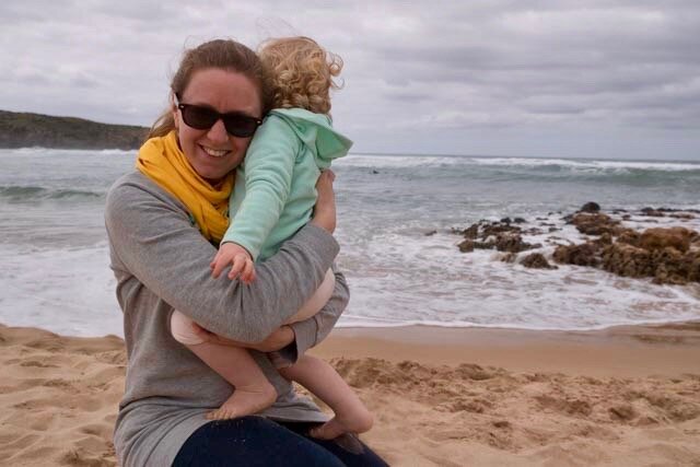 Meg and her youngest on vacation in Portugal