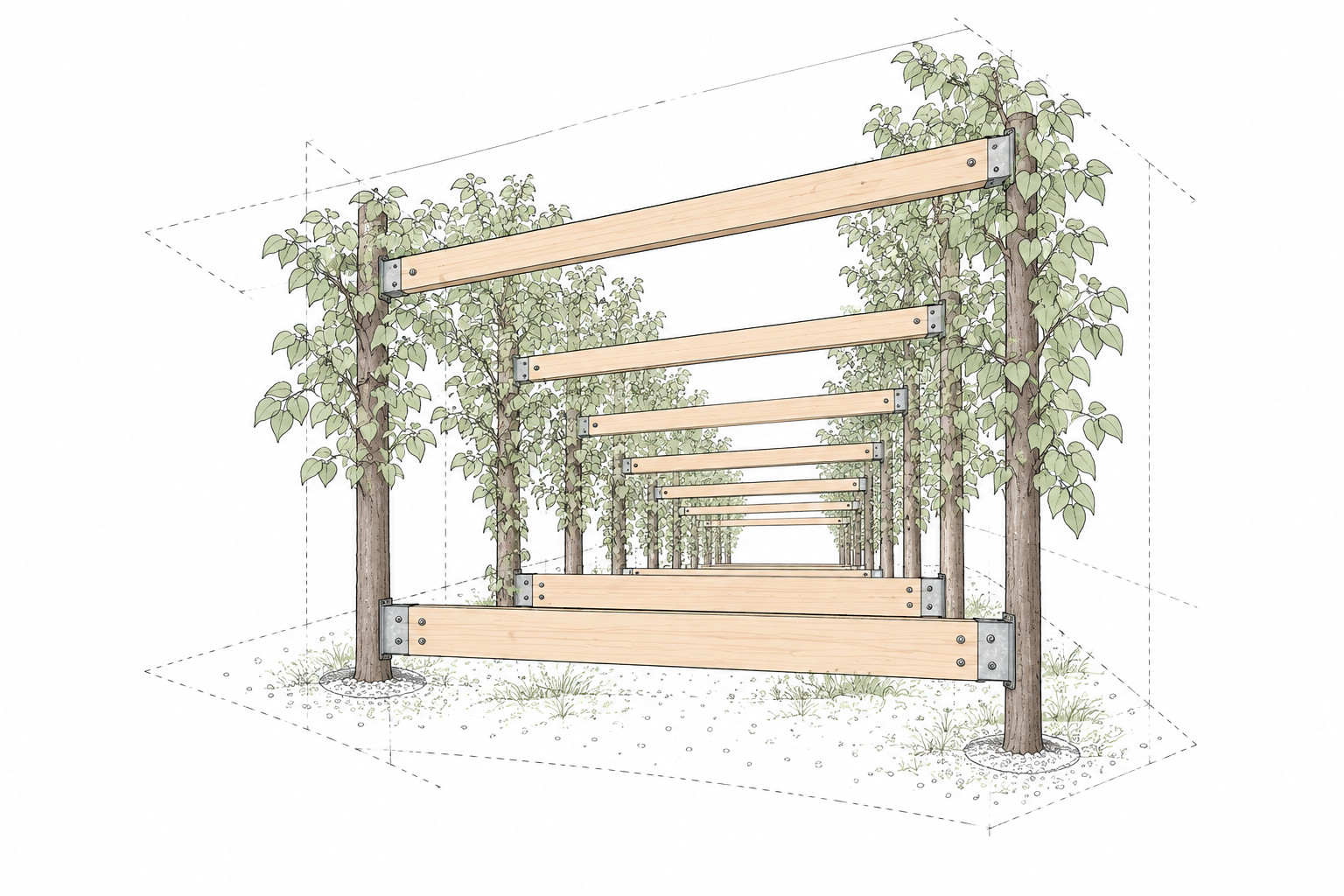 Axonometrische Baumallee mit Holzbalken.png