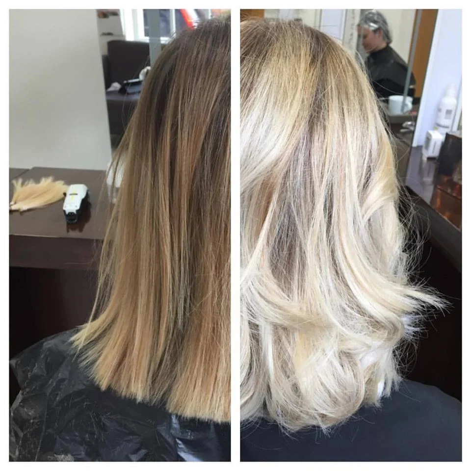 This before base had 2 - 3 balayage applications prior to the transformation on the right.