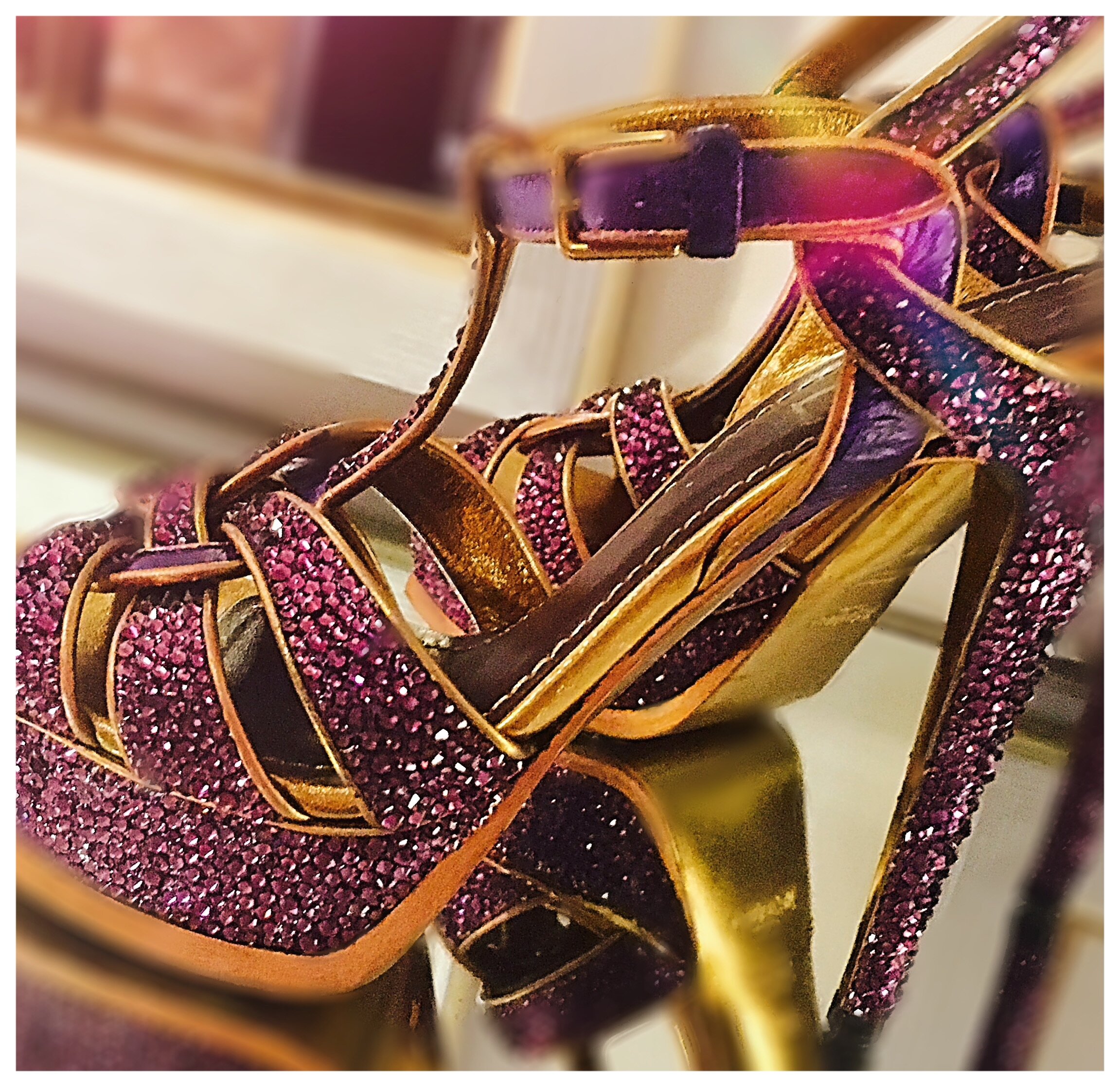 YSL tribute purple crystal sandals