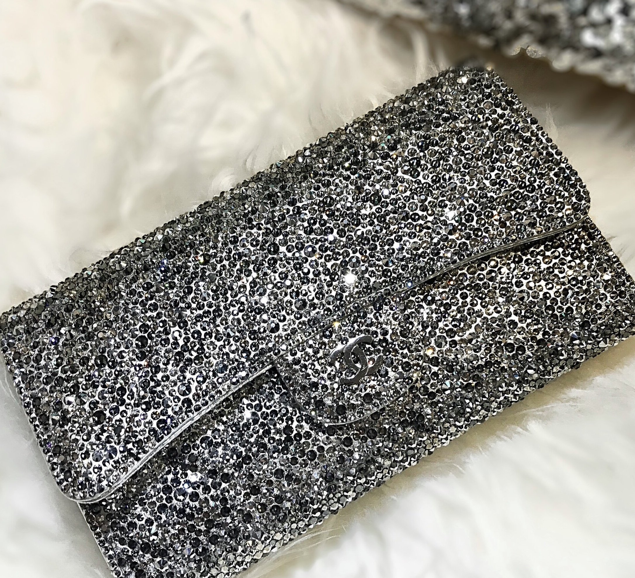 Chanel silver strass wallet