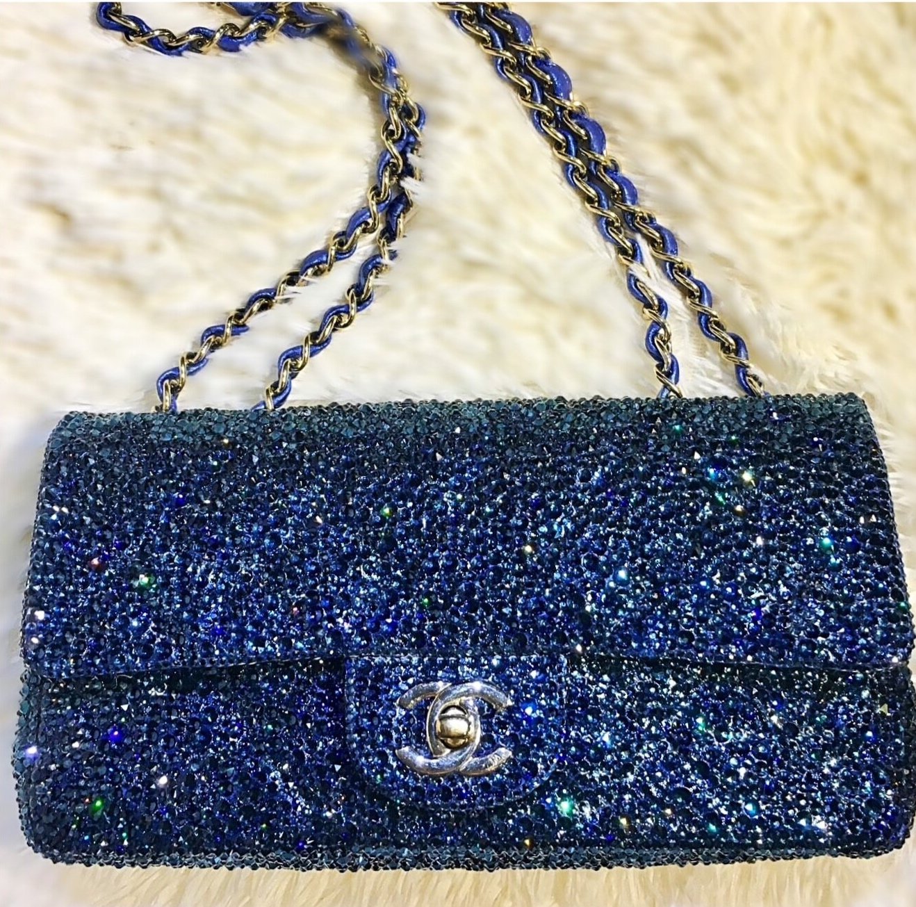 Chanel blue size small strass bag