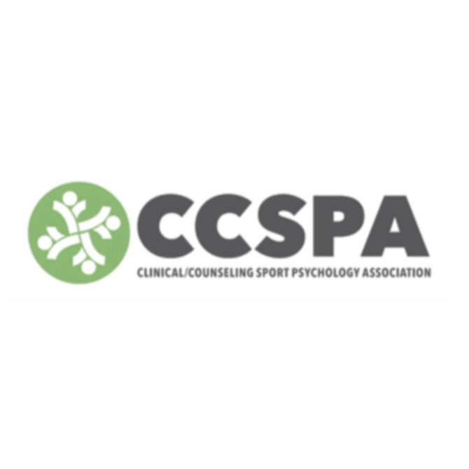 Logo of the Clinical/Counseling Sport Psychology Association (CCSPA) with a green circular emblem featuring abstract human figures and the association's name in black text.