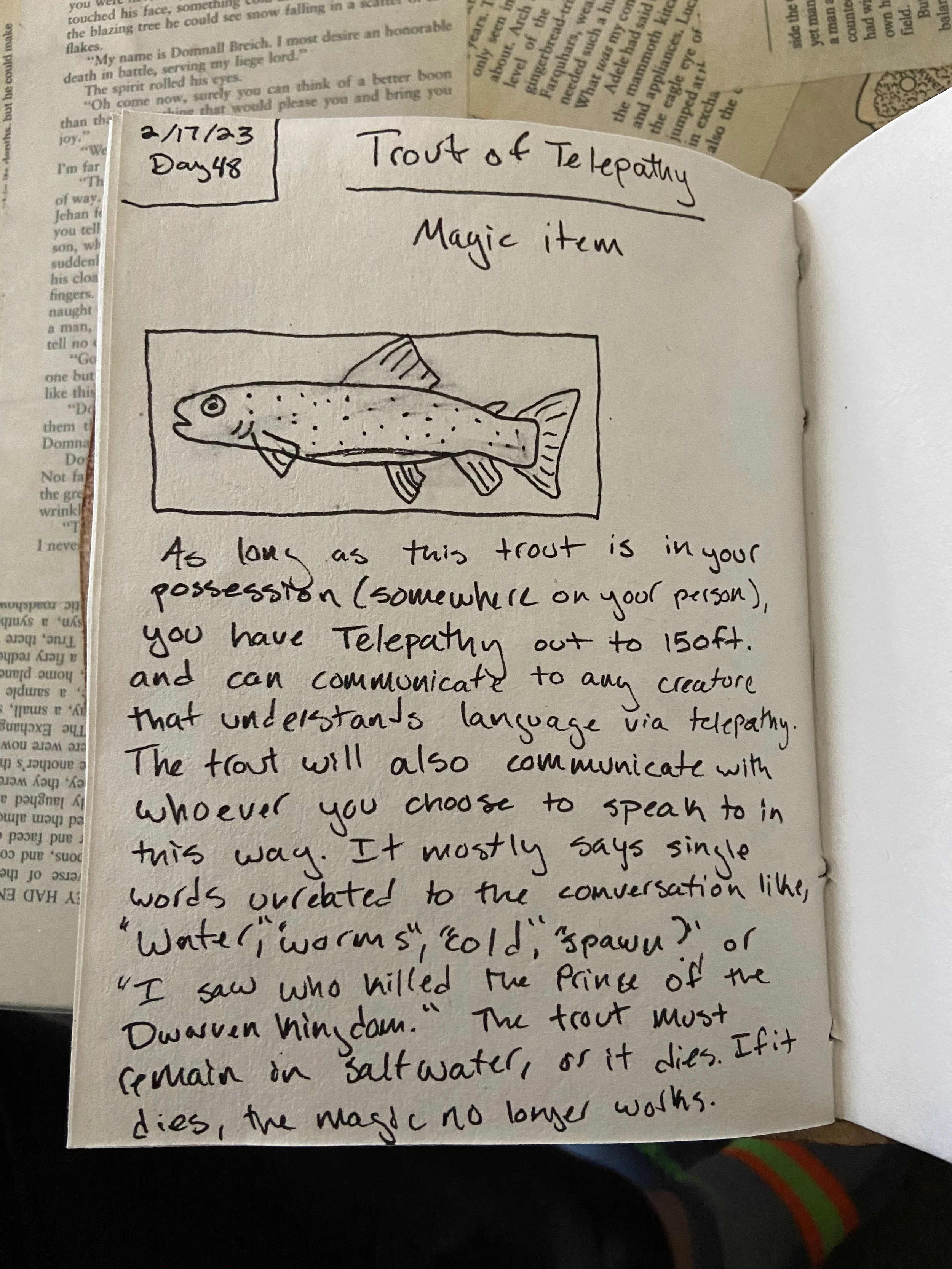 Day 48: Magic Item - Trout of Telepathy