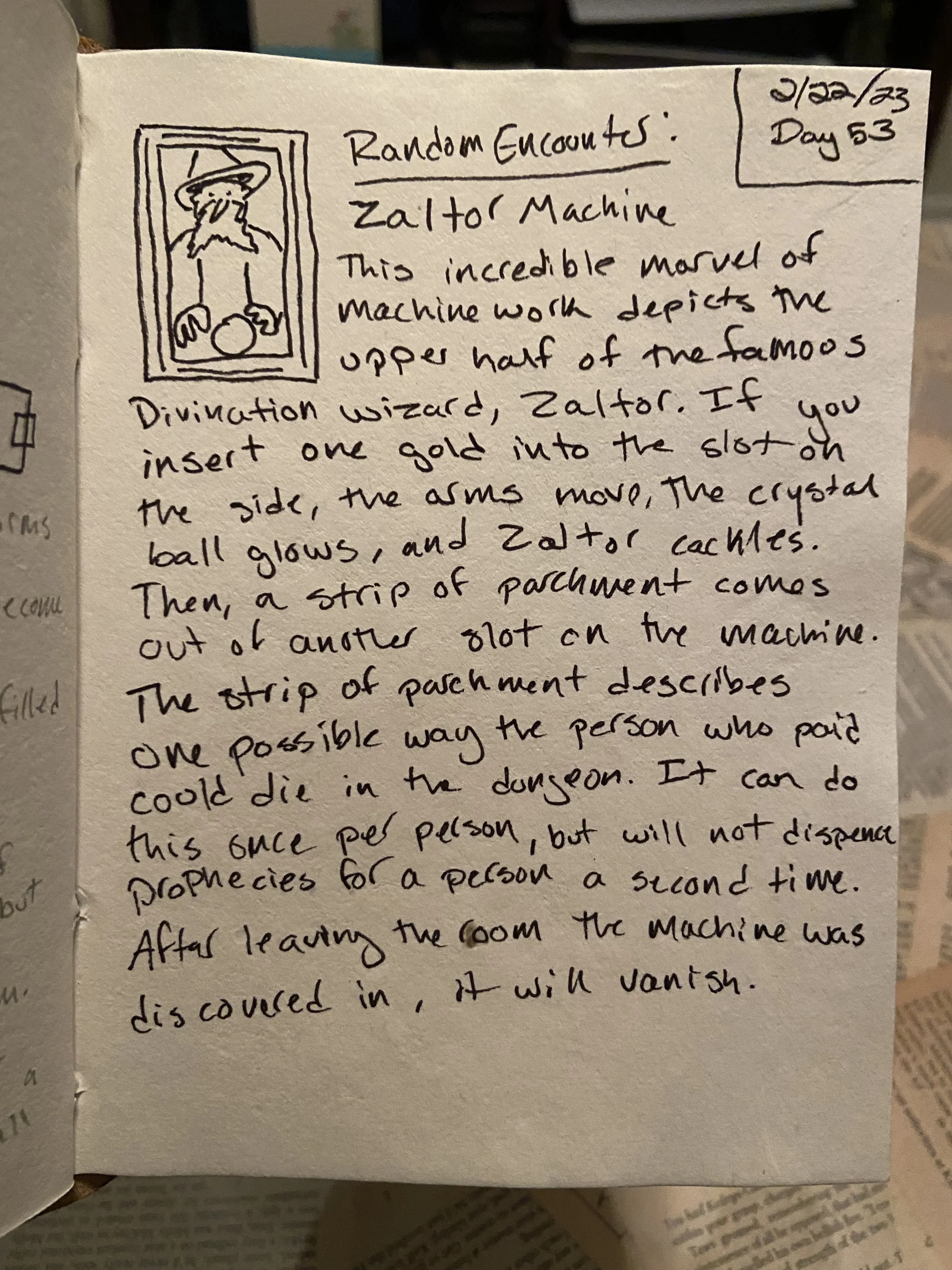 Day 53: Random Encounter - Zaltor Machine