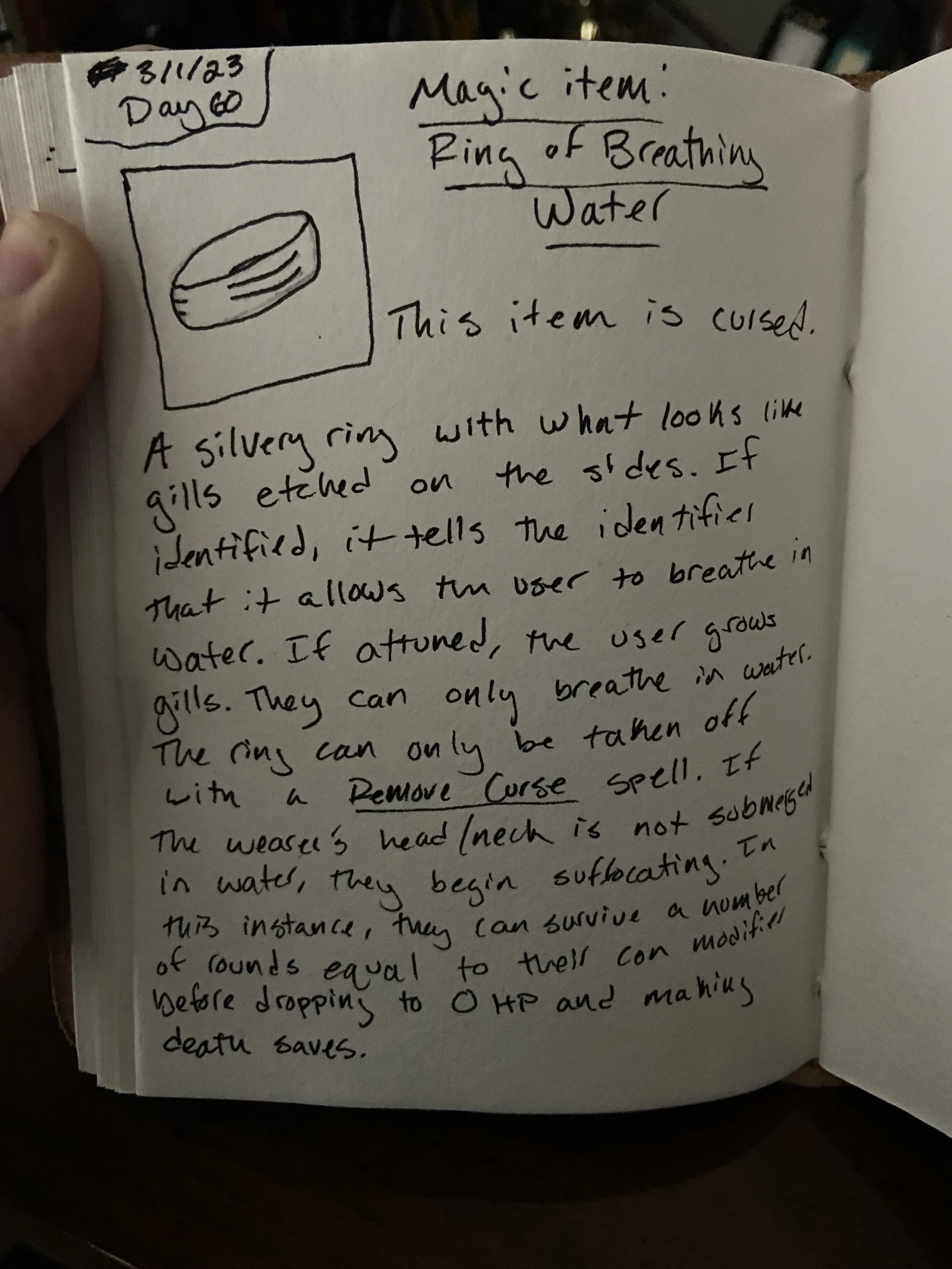 Day 60: Magic Item - Ring of Breathing Water