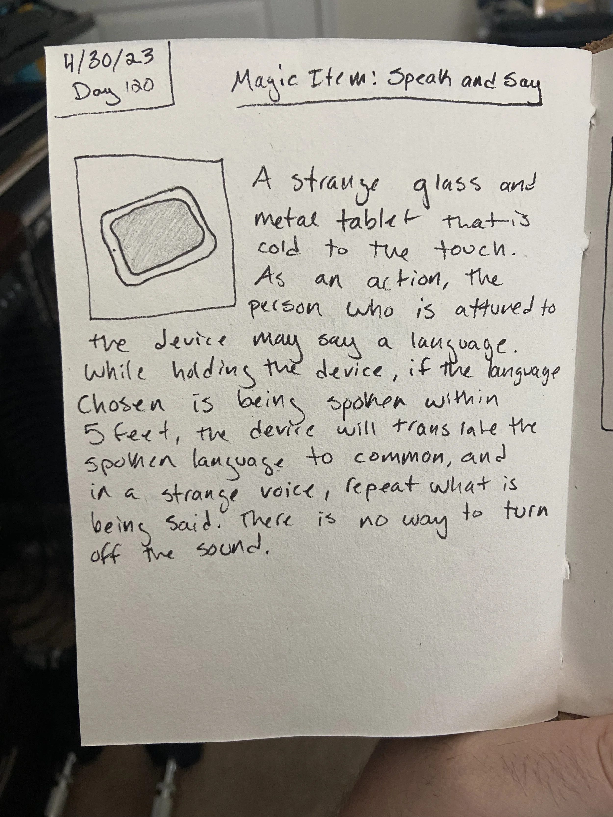 Day 120: Magic Item - Speak and Say