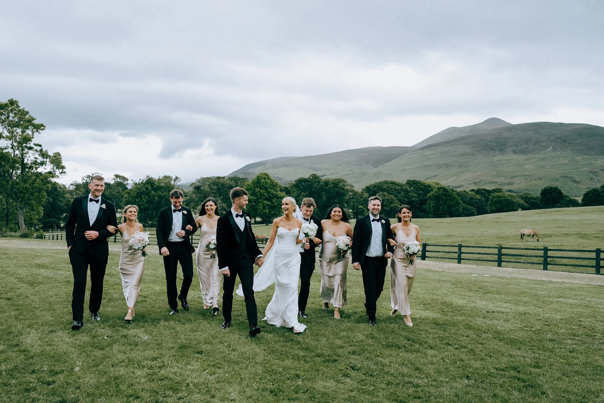 Walking through the grounds of The Dunloe Hotel and Gardens holding hands with your bride. 