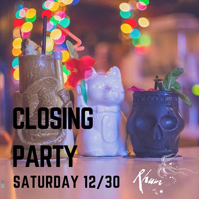 Rhum is closing its doors 😭 and the only way we can say a proper goodbye is with a boozy party. 🍹🍹🍹
This Saturday we hope you&rsquo;ll join us for a final mai tai 🌺 (or one of the more spirited tikis making a one time only appearance)! 4 pm-clos