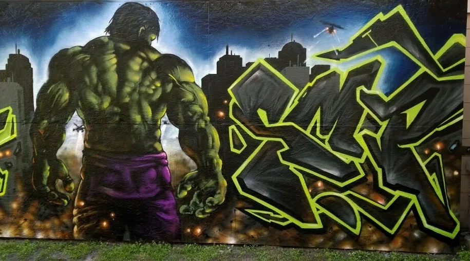 Spray paint on wood wall. 2015. 