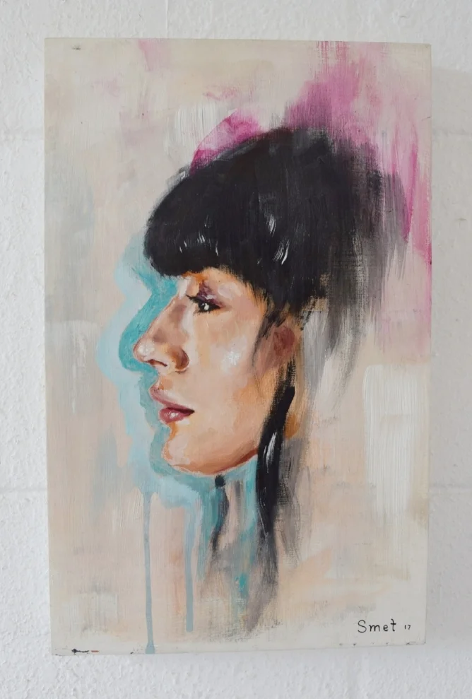 "Cabello Negro" Oils and Acrylics on wood.