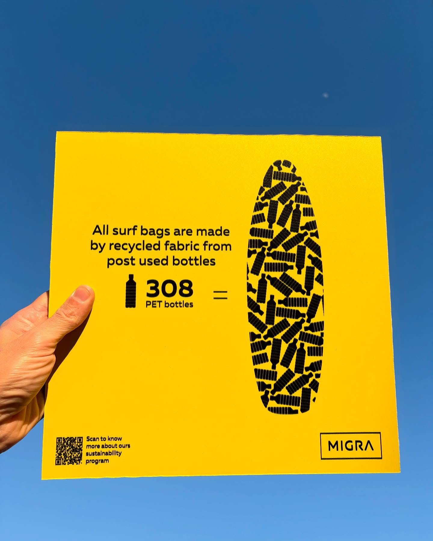 We constantly work to reach quality products and focus to preserving our environment and our playground.

That&rsquo;s why all our surfboard bags are made by 100% recycled fabric from post consumer PET bottles.

For each bag realized we recycle more 