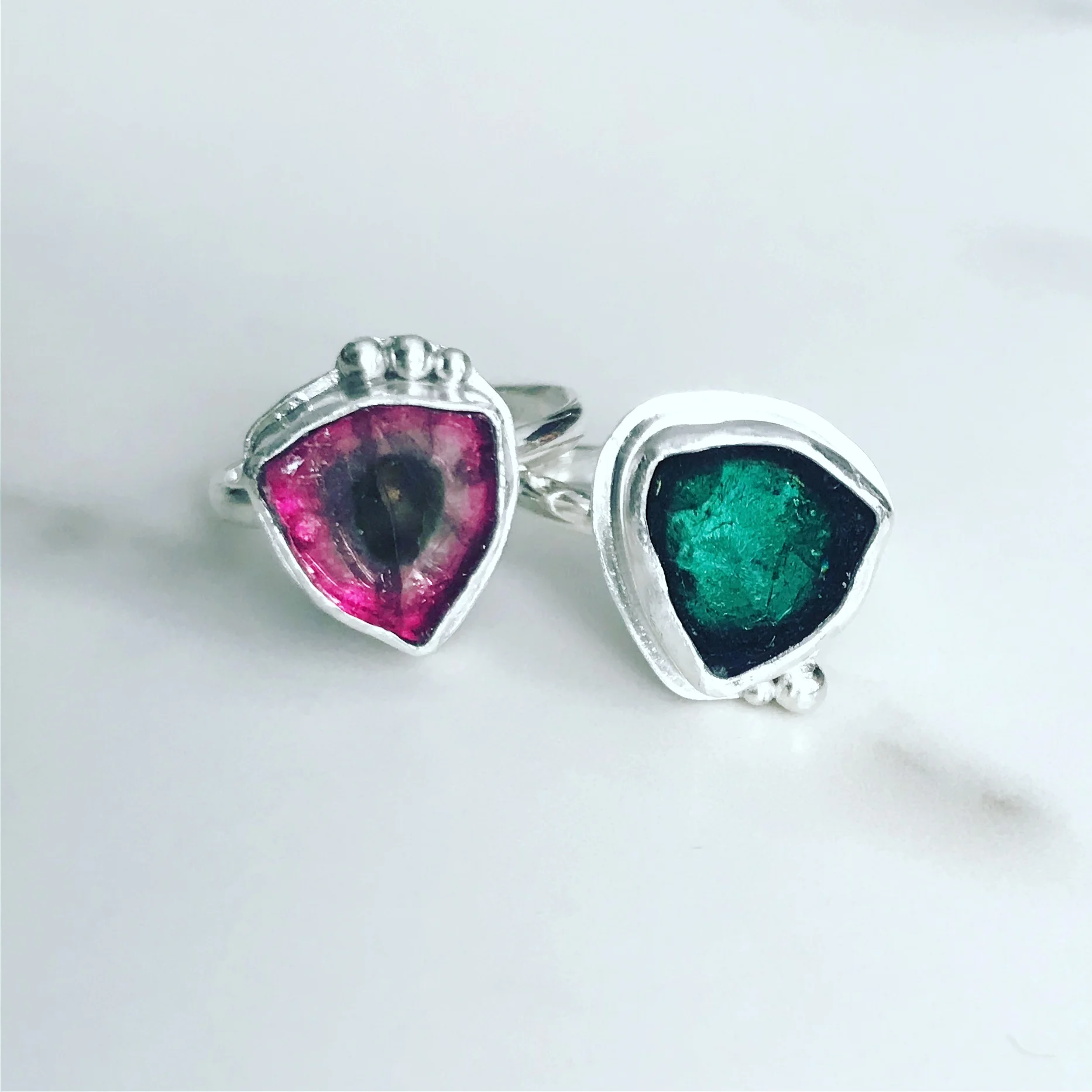 Watermelon Tourmaline Slice Ring