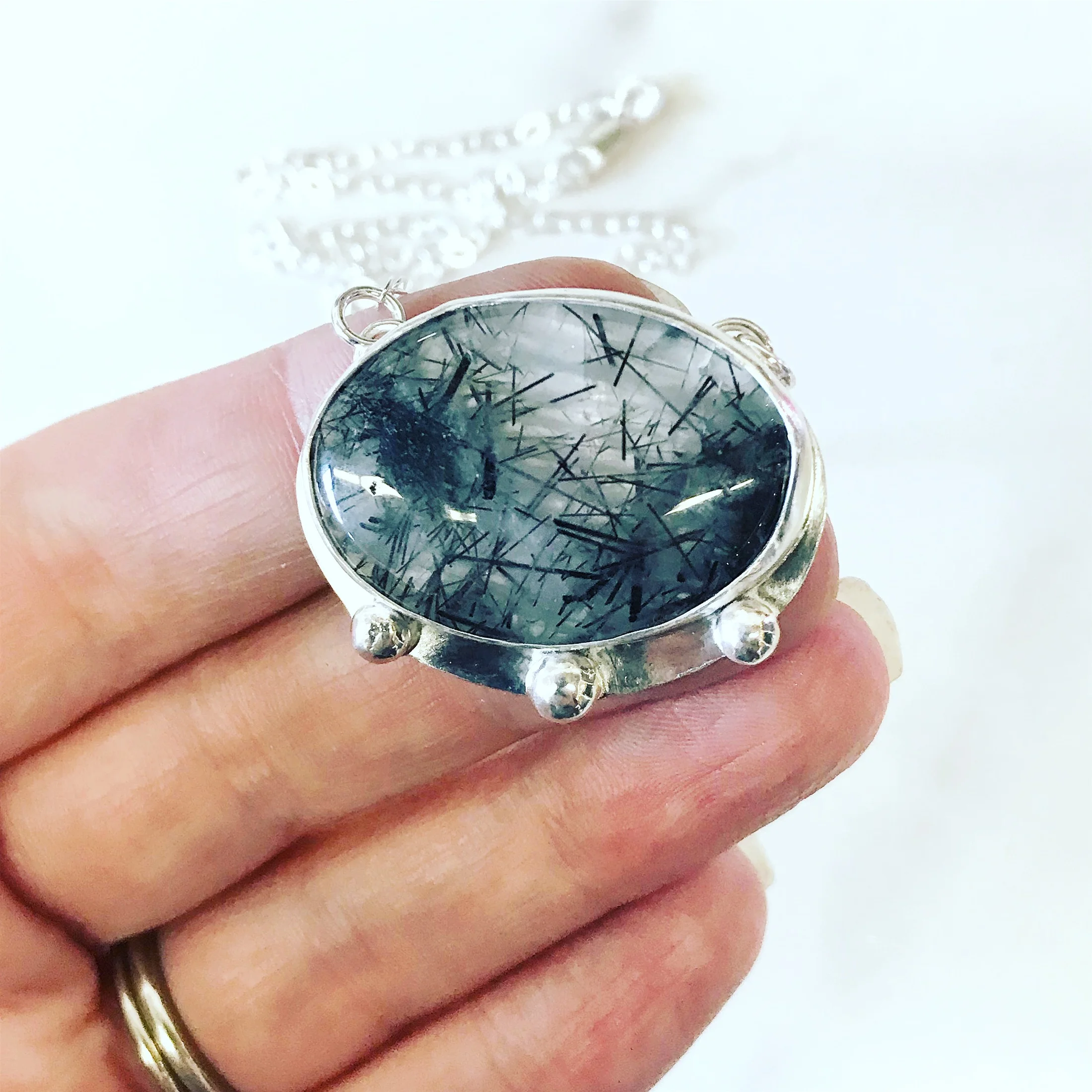 Quartz with Tourmaline Necklace