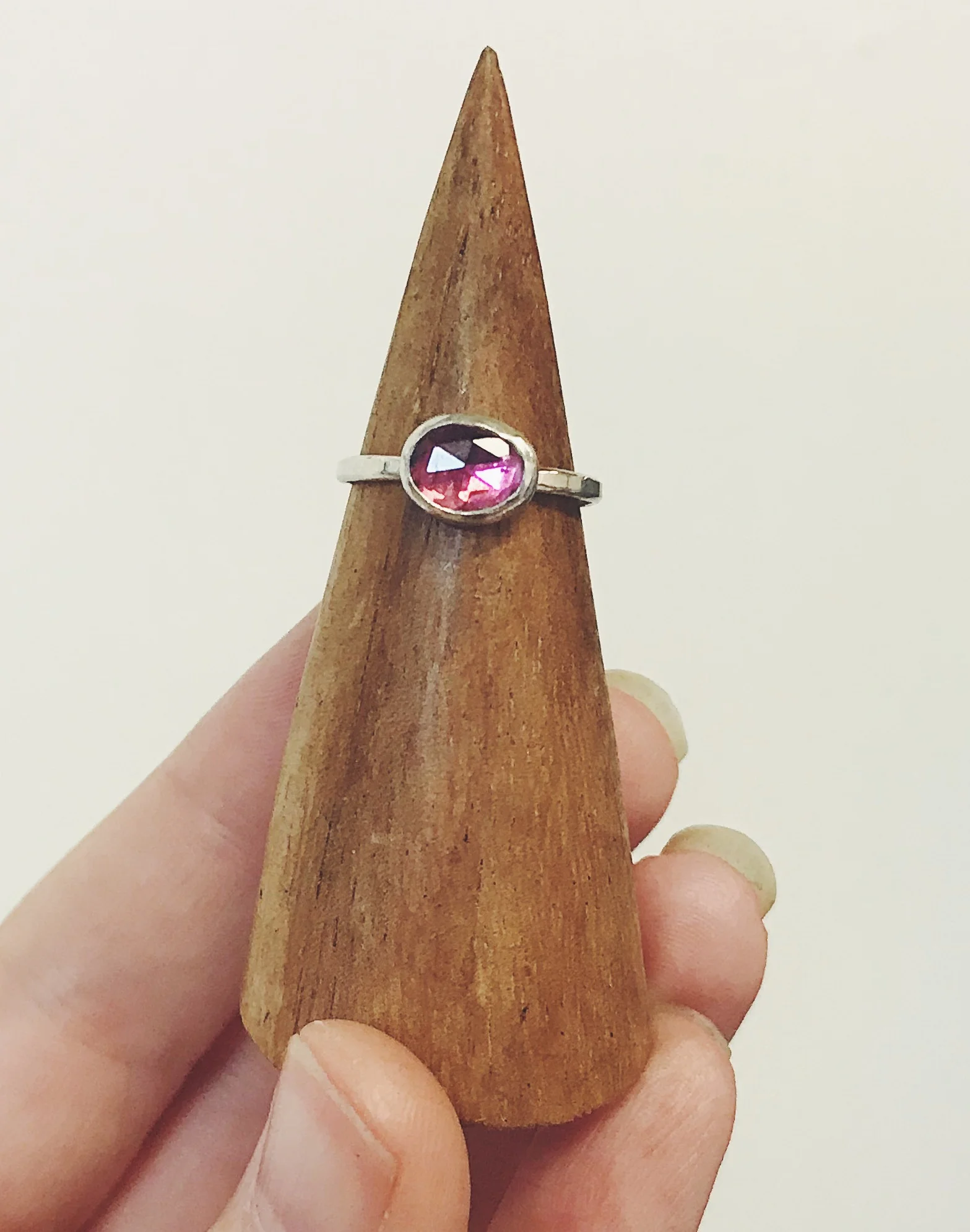 Bright Pink Tourmaline Rose Cut Ring