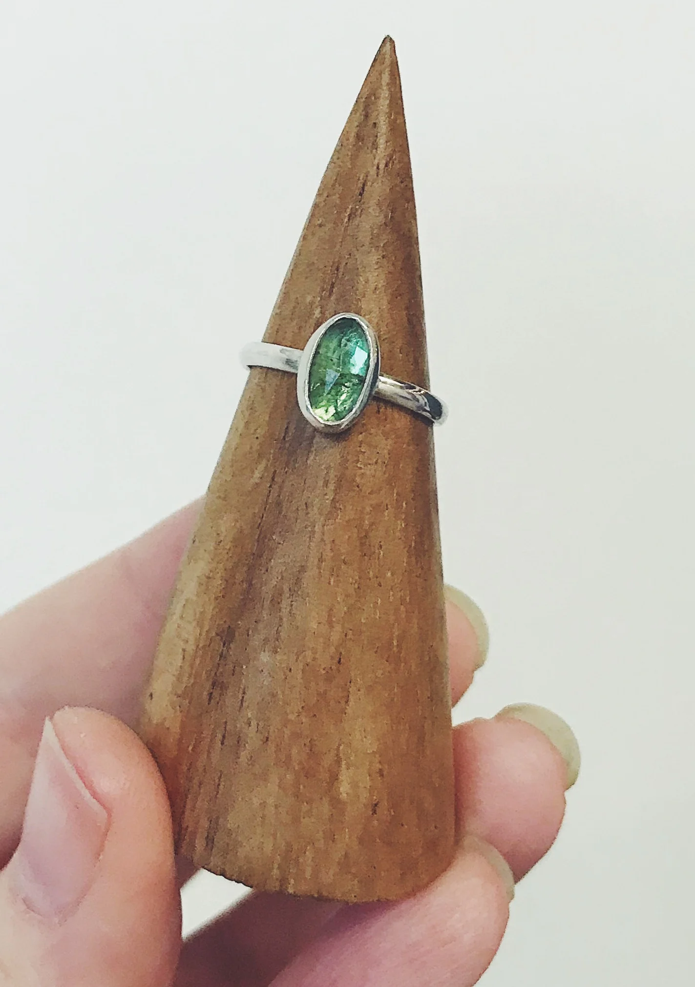 Green Rose Cut Tourmaline Ring