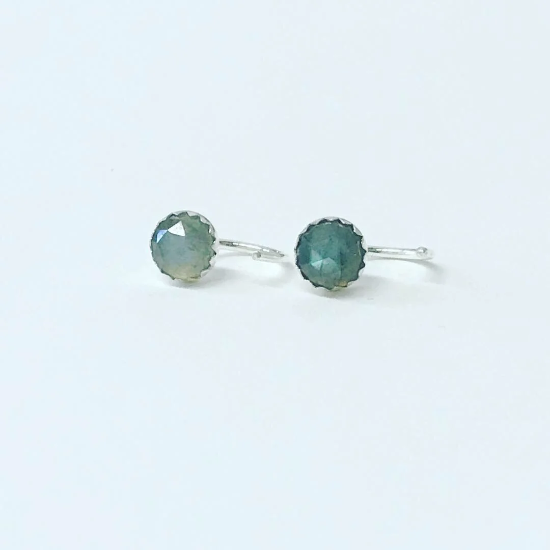 Rose Cut Labradorite Hug Studs, small