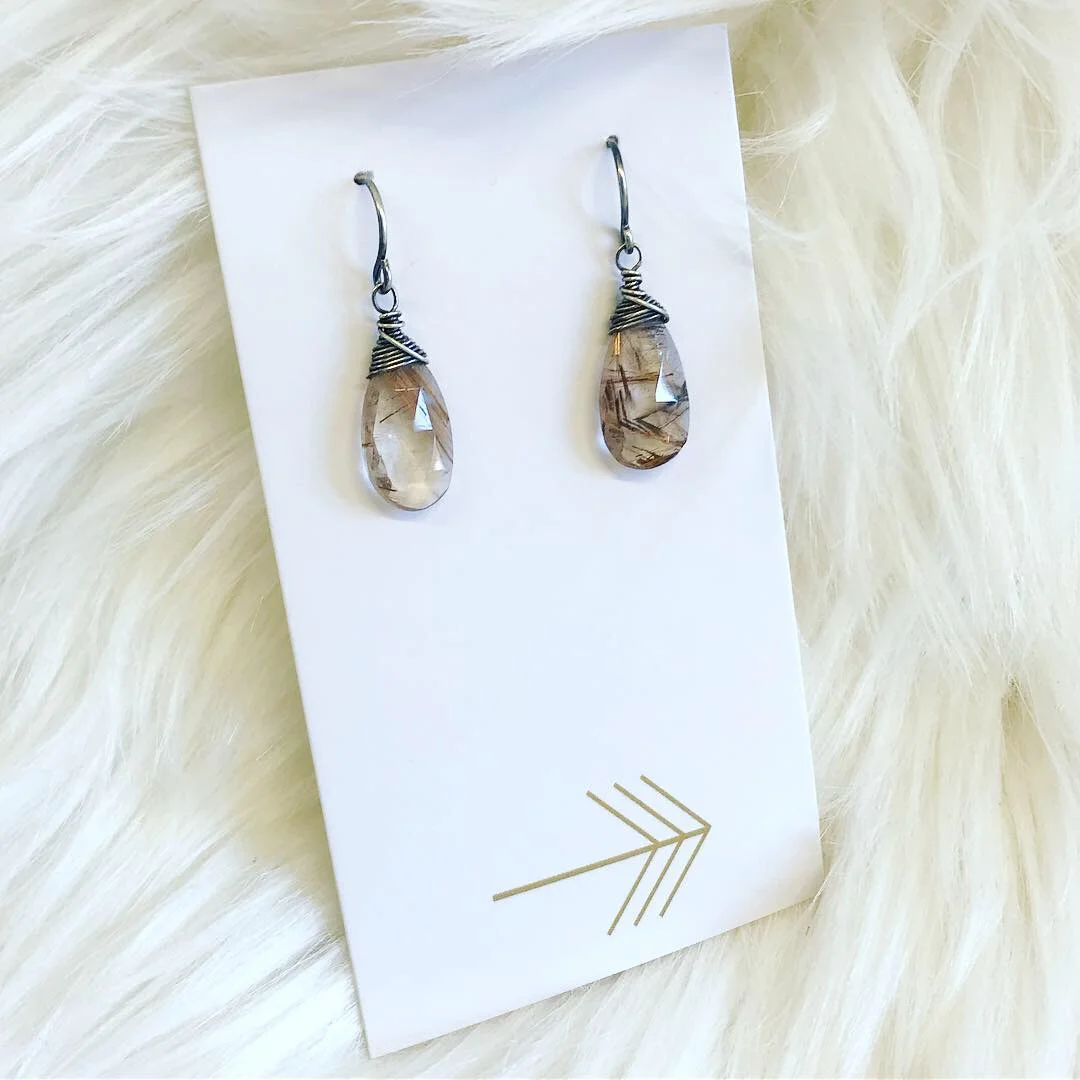 Rutilated Quartz Drop Earrings