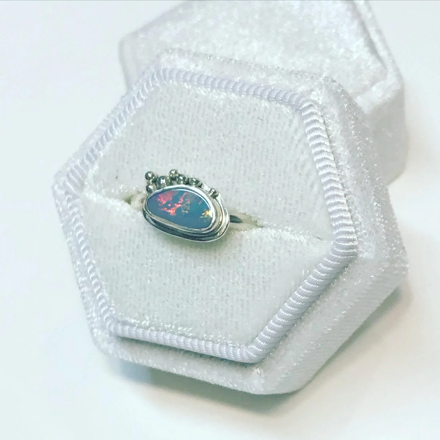 Solar Flare Opal Ring, Size 7
