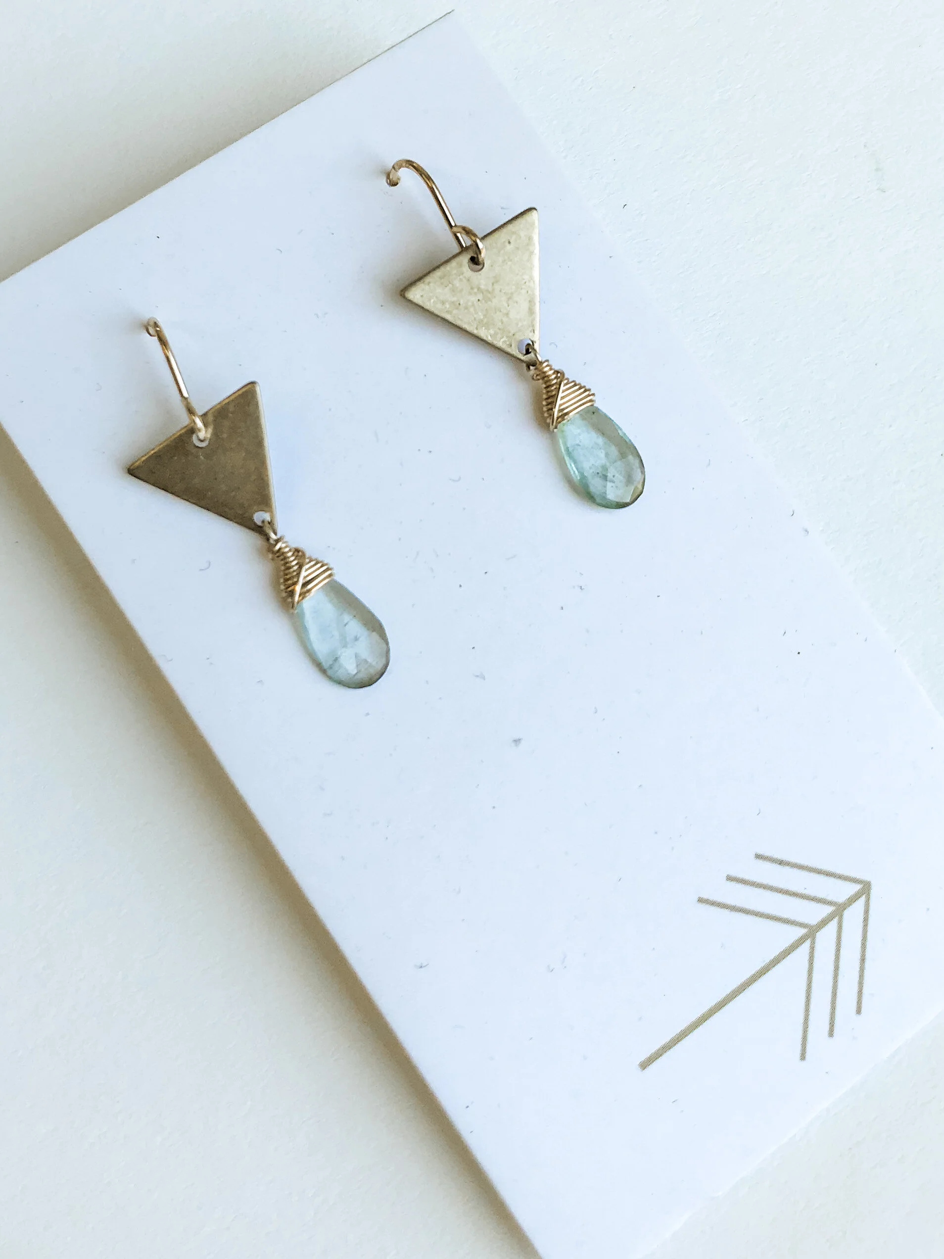 Triangle Gemstone Earrings