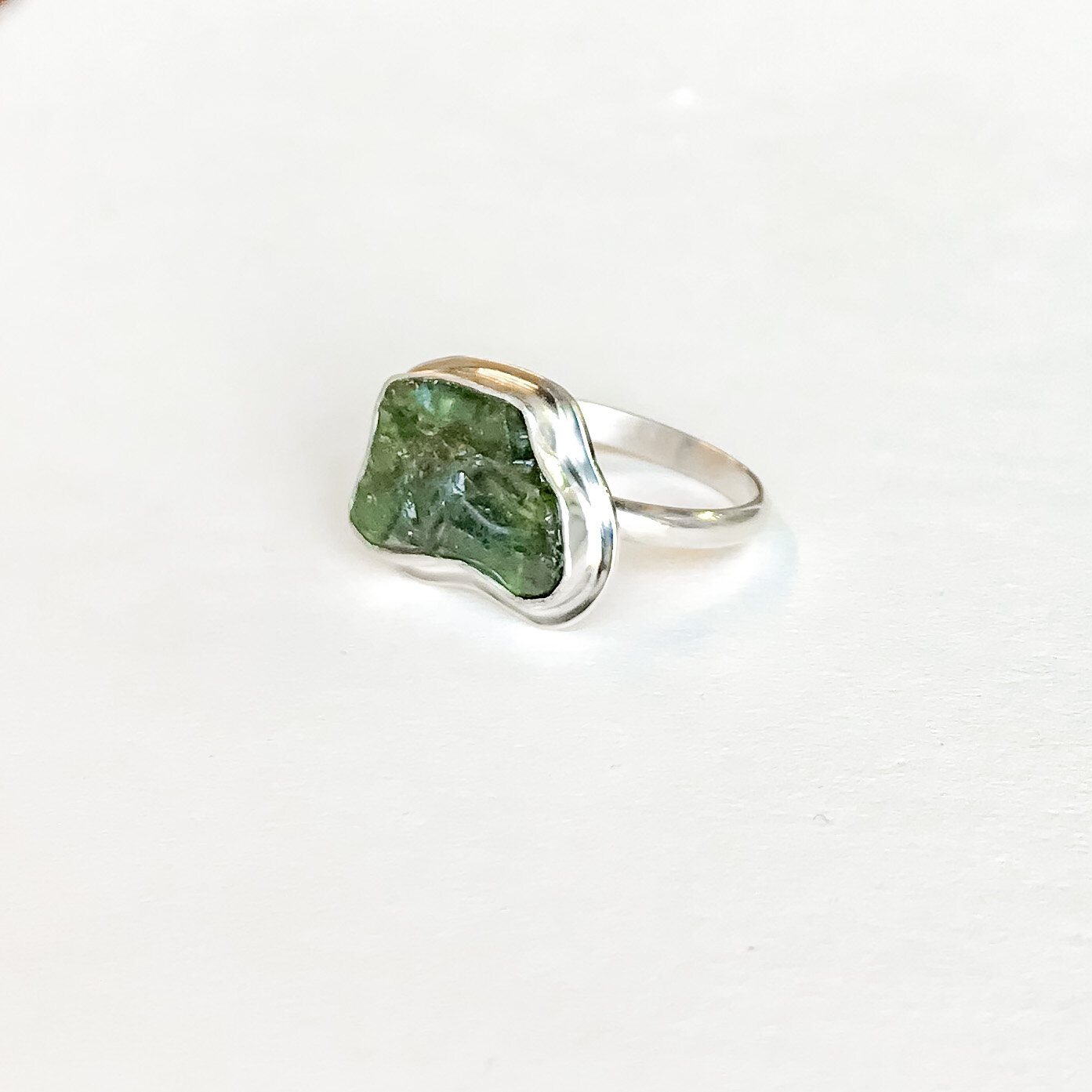 gift for her everyday jewelry Tiny Pear Moldavite Ring Handmade natural Moldavite jewelry natural green Moldavite ring 10 healing gemstone minimalist jewelry for her 