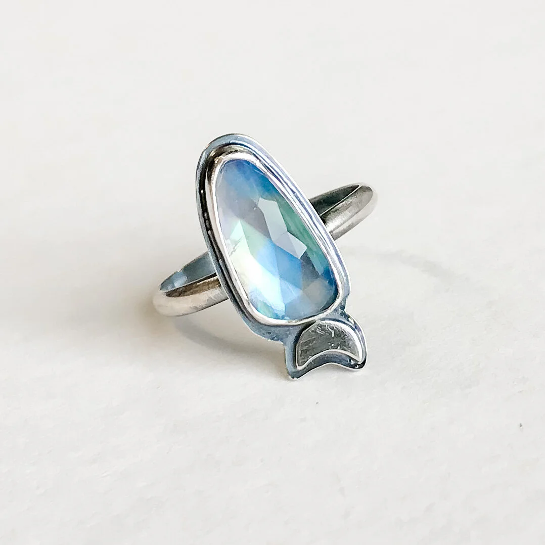 Moonstone Lunar Ring, size 8