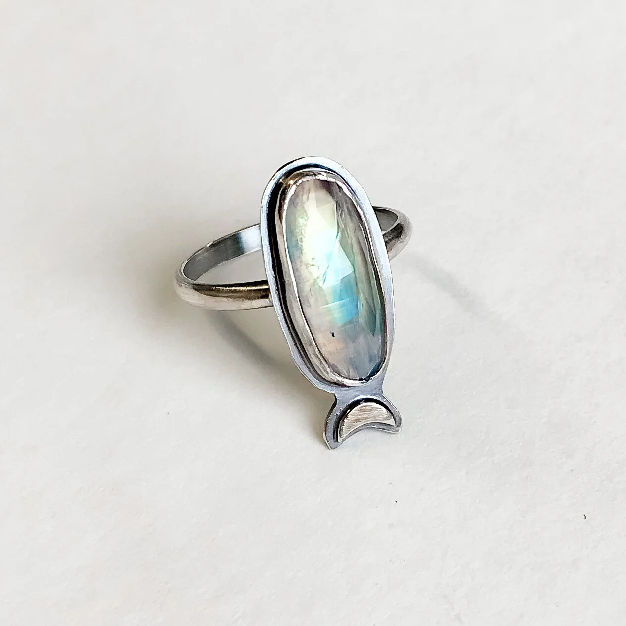 Moonstone Lunar Ring, size 8.5