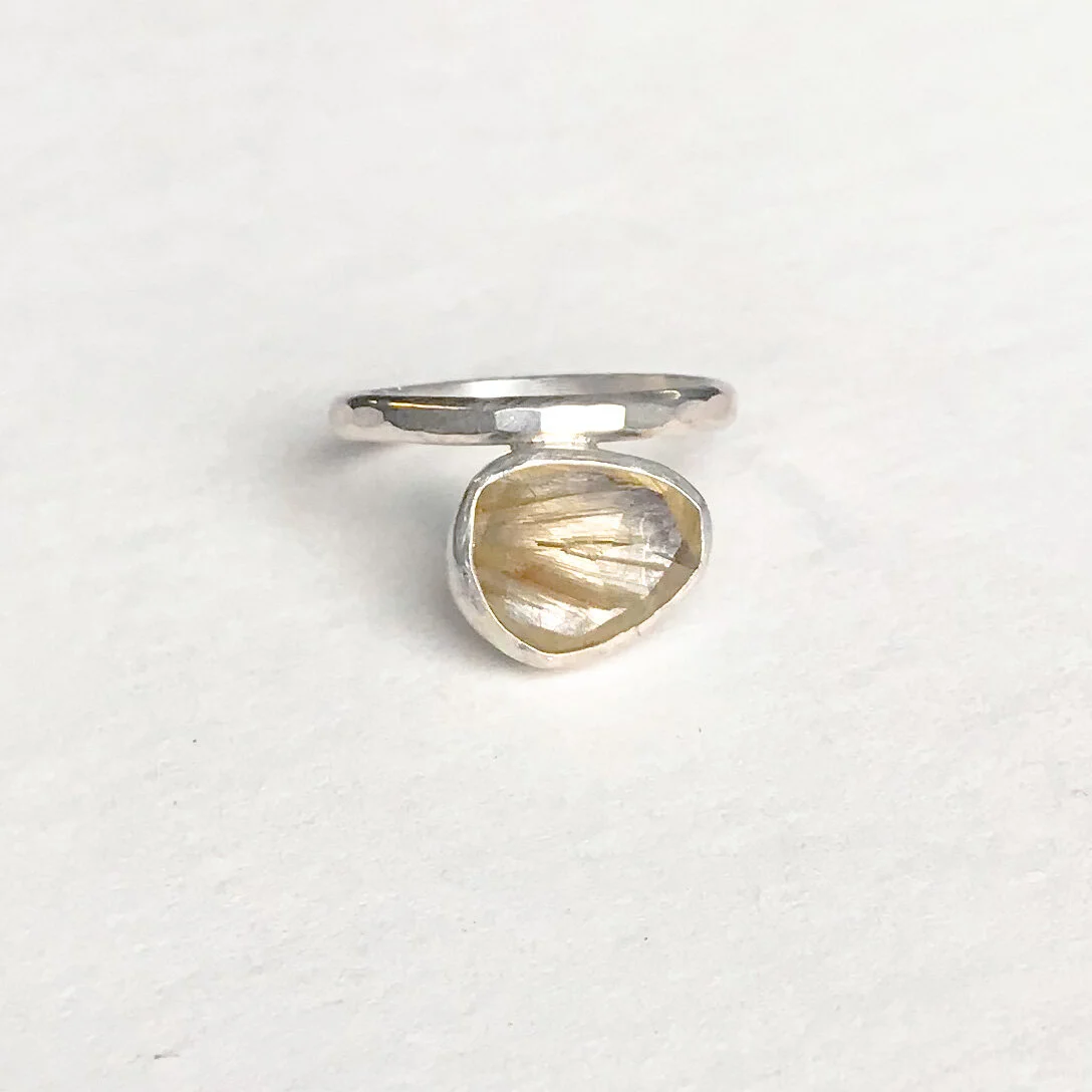 Rutilated Quartz Ring, size 6.5