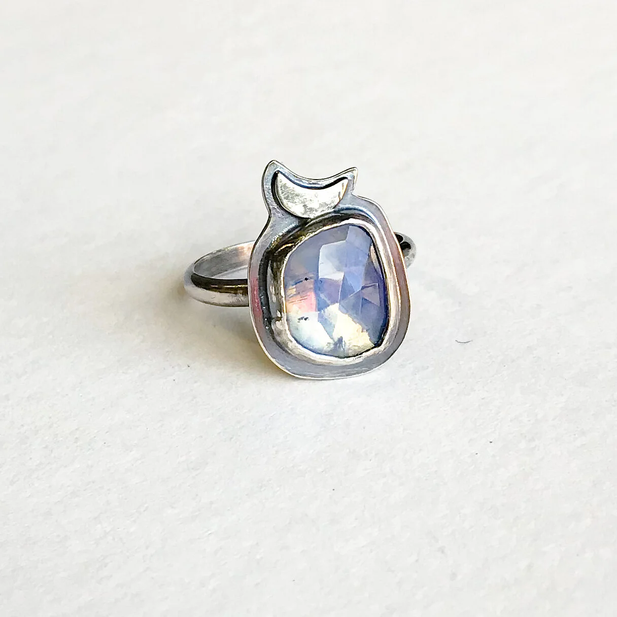 Moonstone Lunar Ring, size 7.75